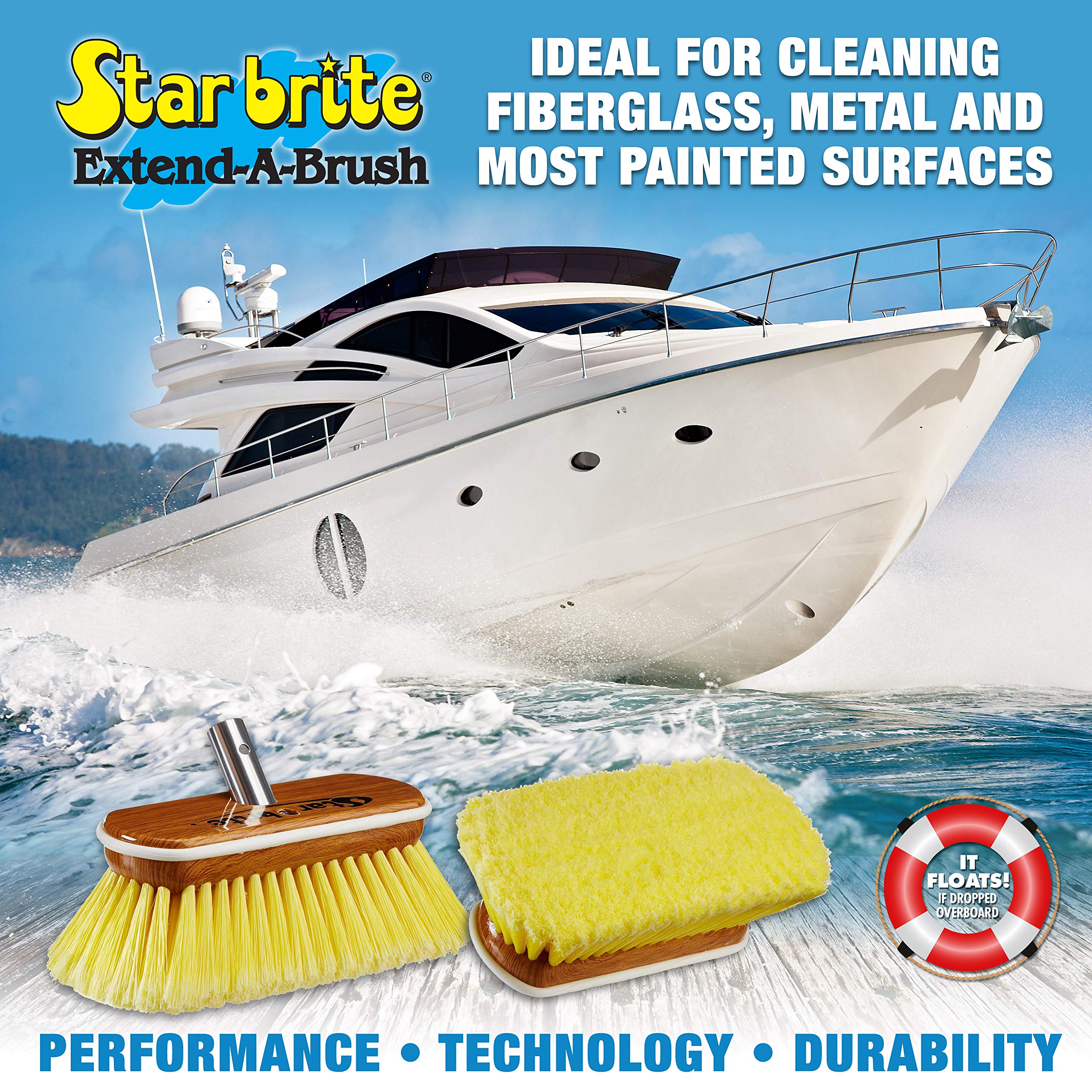 STAR BRITE 478087, Star Brite Premium 20 cm Spazzola di Legno Sintetico con Paracolpi-Soft Wash Unisex-Adulto, Marrone, 25cm