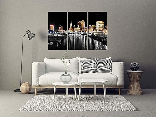 Miniatura 2 de Artbrush Tower Columbus in Ohio Skyline - Arte de pared, lienzo impreso con vista nocturna, paisaje urbano, decoración del hogar, imagen de ciudad