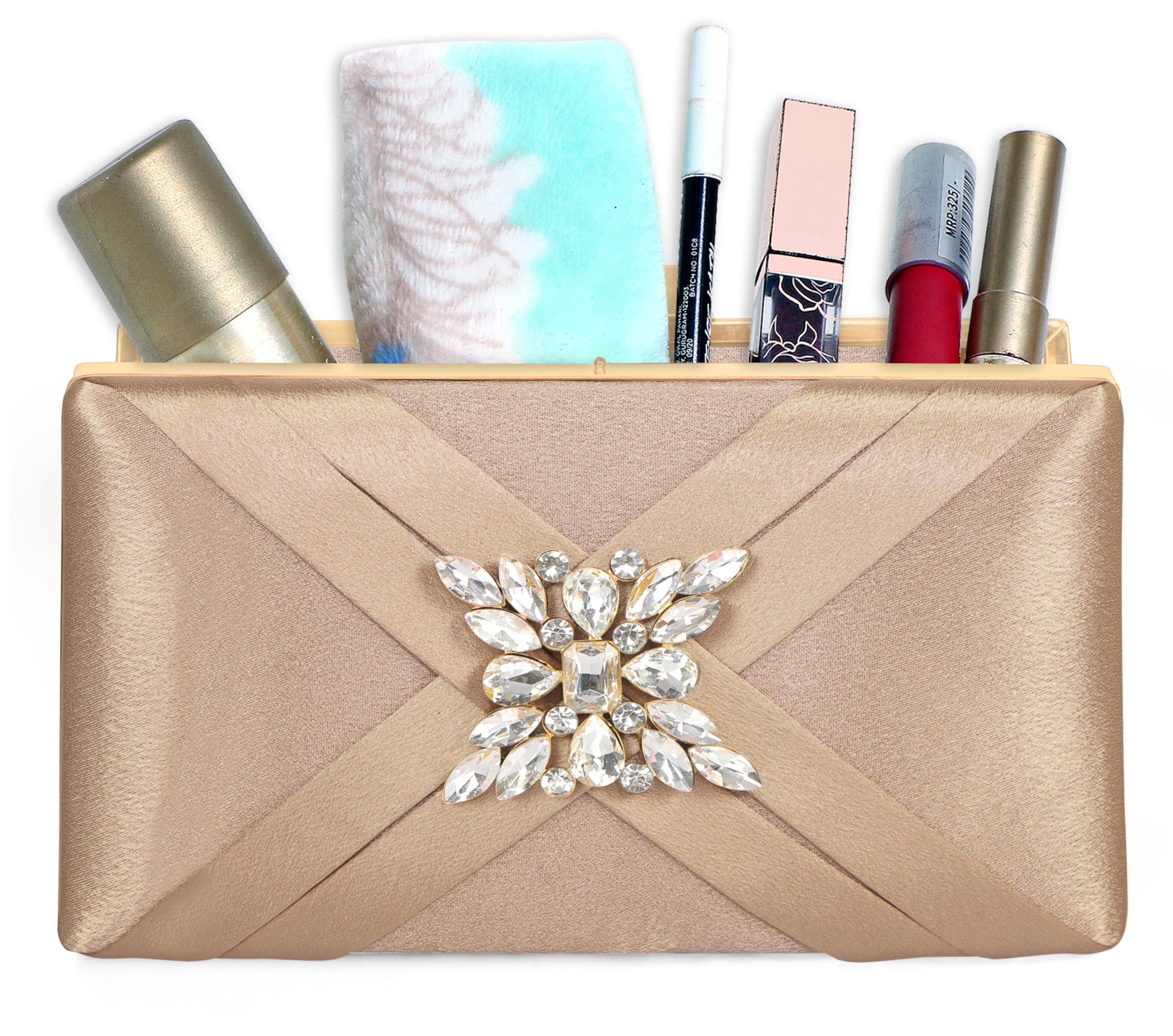 MISHA Elegance Diamond Satin Clutch (ROSE GOLD) 3