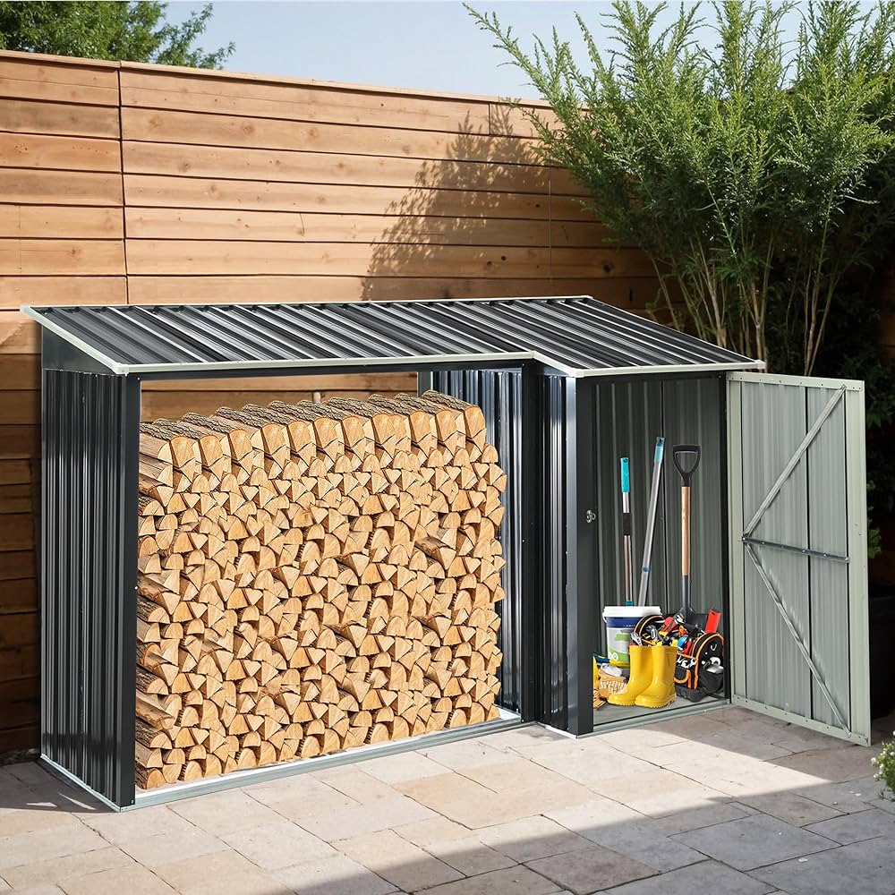 Amazon｜屋根付き ログホルダー 薪小屋 屋外 屋根付き 薪ラック