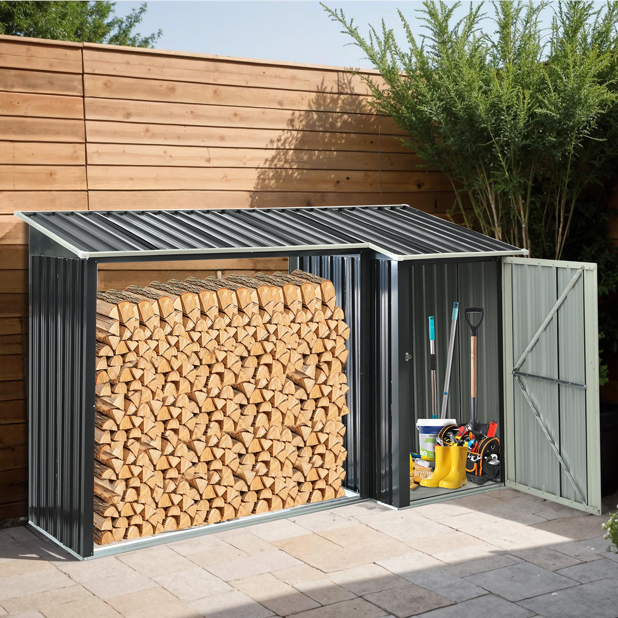 Amazon.co.jp: 薪棚 薪ラック スチール製 大型 270cm/192cm ログラック