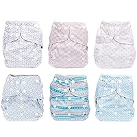 Vista 3 de Simple Being Pañales de tela reutilizables, doble refuerzo, talla única, lavables, suaves, absorbentes, impermeables, ecológicas, unisex, para bebé