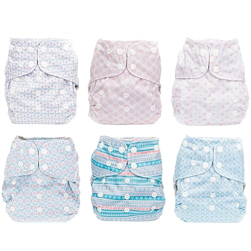 Miniatura 3 de Simple Being Pañales de tela reutilizables, doble refuerzo, talla única, lavables, suaves, absorbentes, impermeables, ecológicas, unisex, para bebé,
