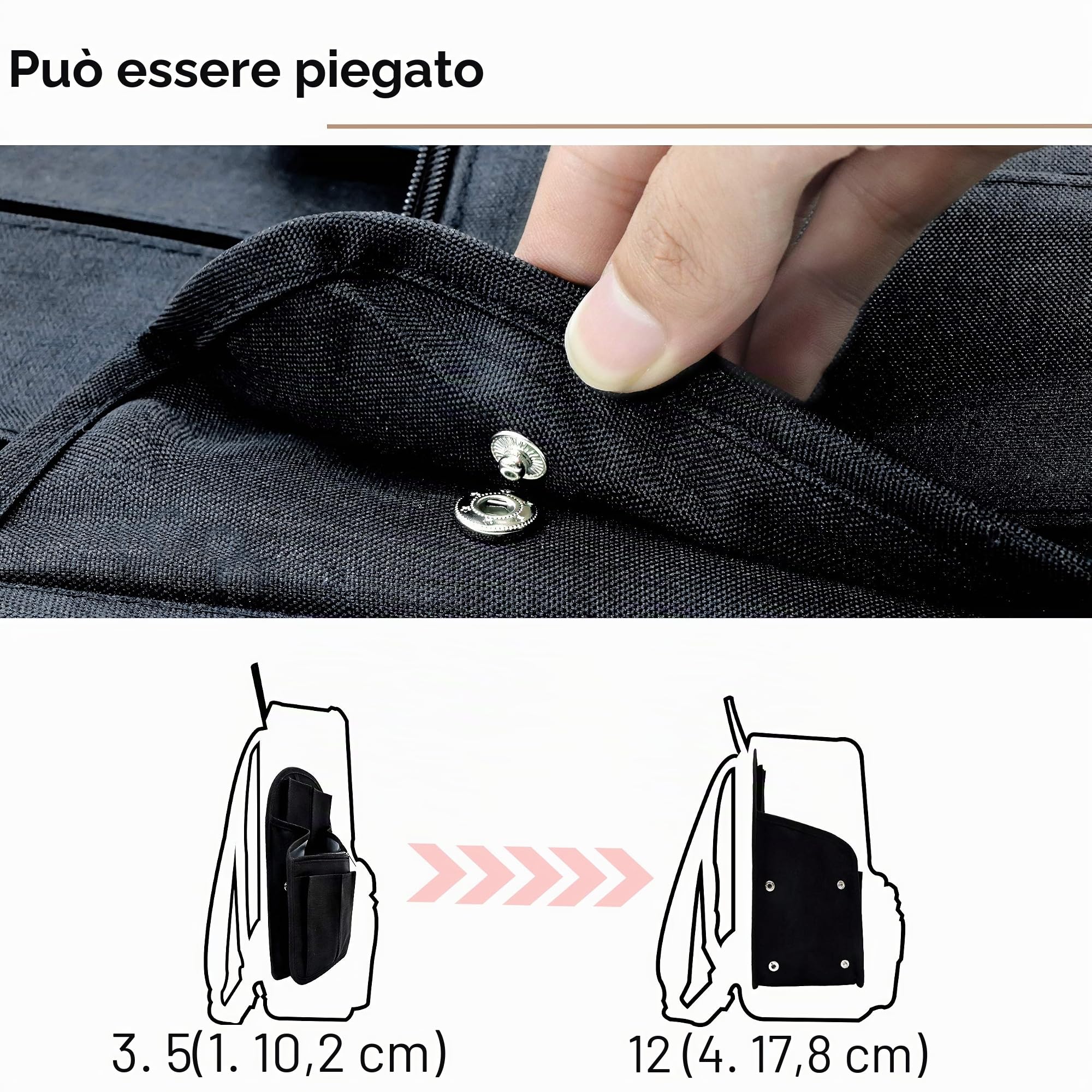 Inserto per Organizer per Zaino in Nylon, Zaino Borsa Universale a Tracolla, Nero