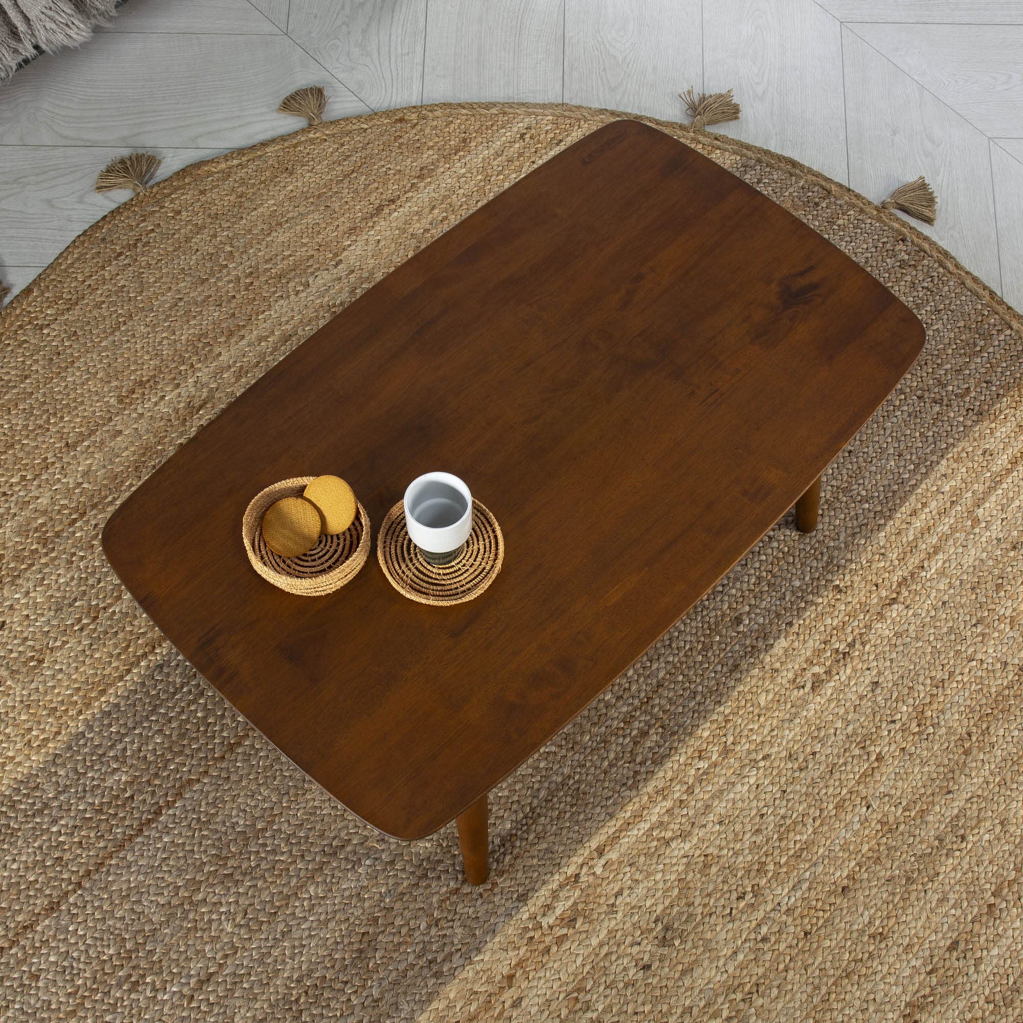 HOMN LIVING Mesa de Centro Palma 1 Hueco Color Nogal, Madera Maciza, 100 cm (Ancho) 60 cm (Profundo) 45 cm (Altura)