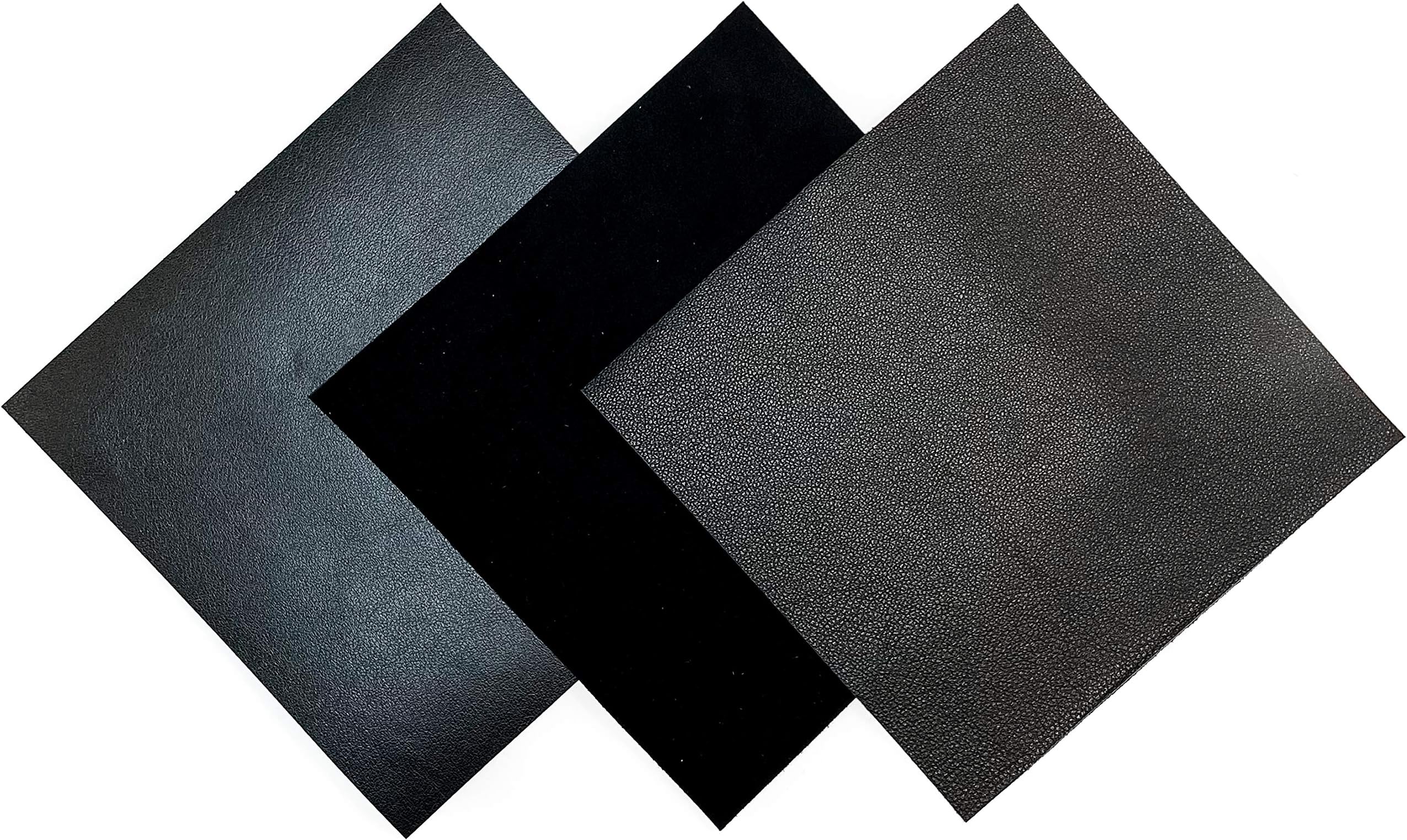Leather Fabric for Crafts: Black Suede & Lambskin Hides (3 Sheets) - 5x5IN/12x12cm