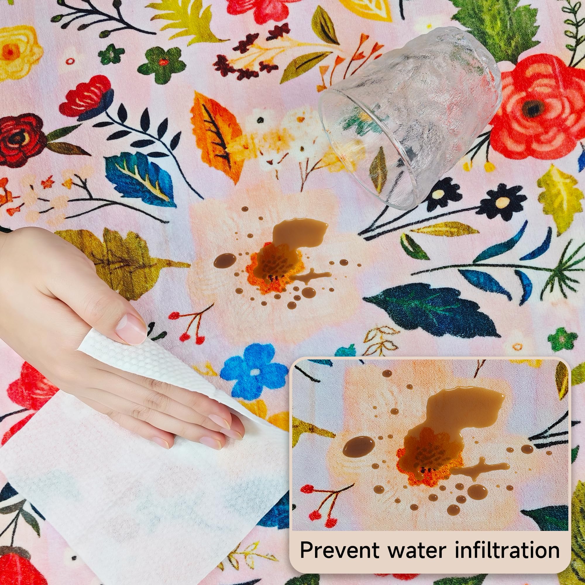 Felpudo Ultrafino para Interiores,122x80cm,Lavable,para La Entrada | Felpudo Interior Colorido Que Atrapa La Suciedad, Con Estampado Floral Bohemio E Impermeable, Con Base Antideslizante De Goma