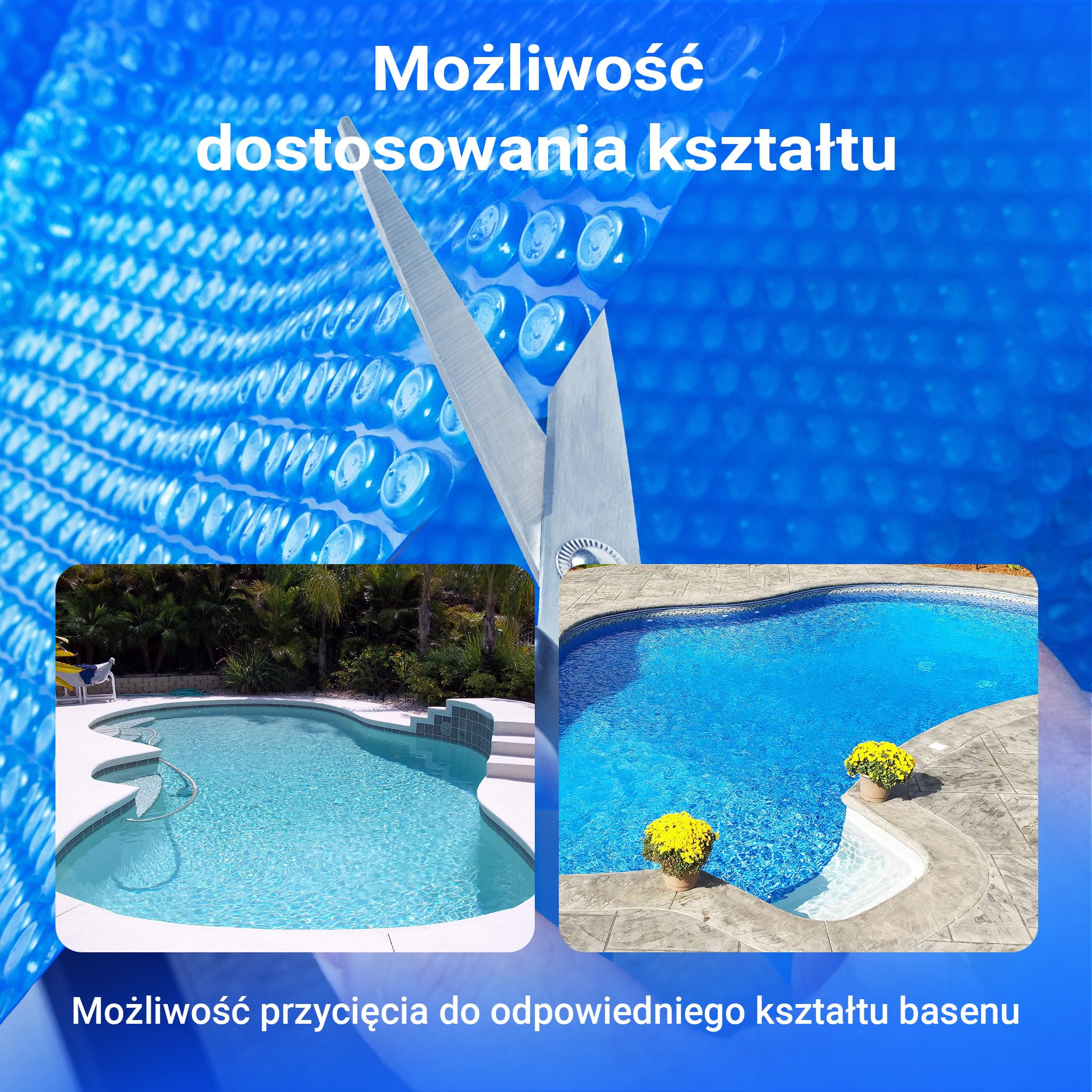 Wiltec Mata solarna do basenu Ø 3,6 m, niebieska folia bąbelkowa na basen o grubości 140 µ, okrągła, do podgrzewania wody w basenie