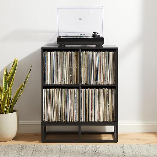 Miniatura 8 de Crosley Furniture Enzo - Estantería de almacenamiento para discos de vinilo y soporte para jugadores, color negro