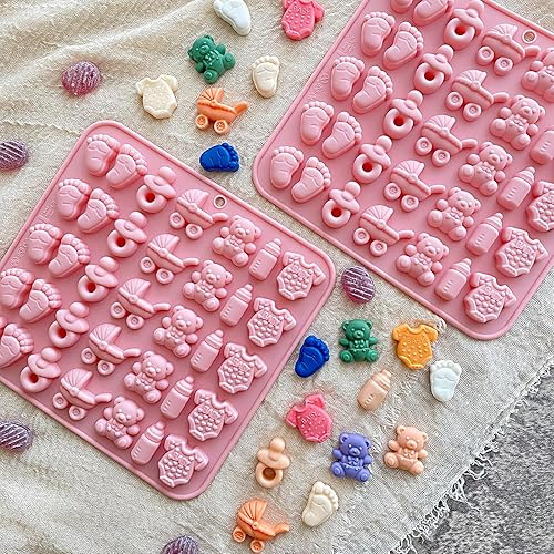 Miniatura 4 de Molde de chocolate para baby shower, molde de silicona para chupete de bebé, paquete de 2 moldes para pies de bebé, moldes para cunas de biberón,