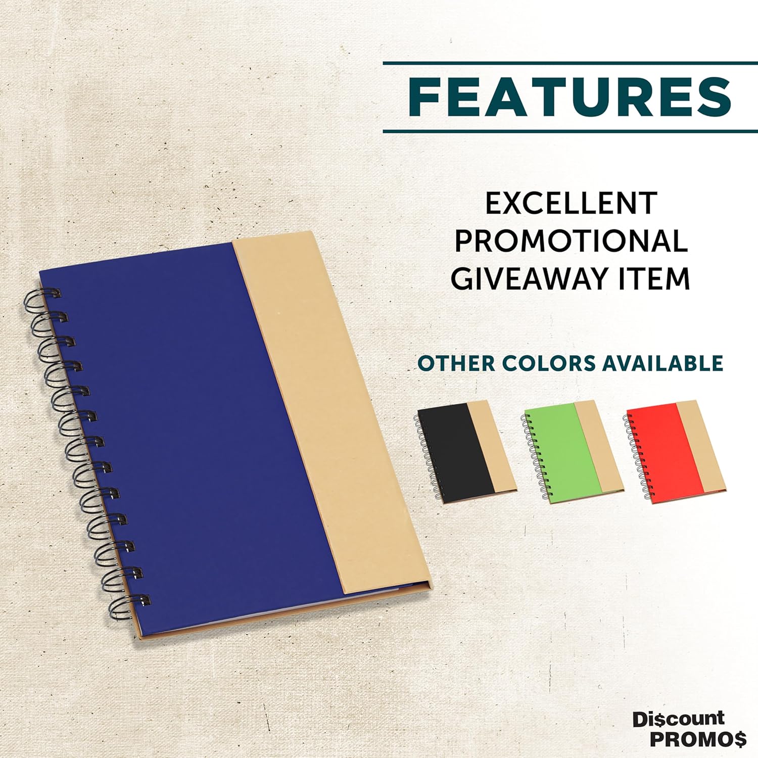 DISCOUNT PROMOS Eco Friendly Spiral Notebooks with Pens Set of 10, Bulk Pack - Perfect for School, Office, Home - Blue