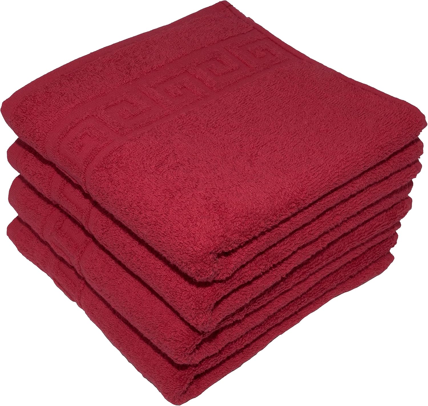 4 RED HAND TOWELS SET,100 NATURAL COTTON 50X90 CM LARGE HOTEL QUALITY