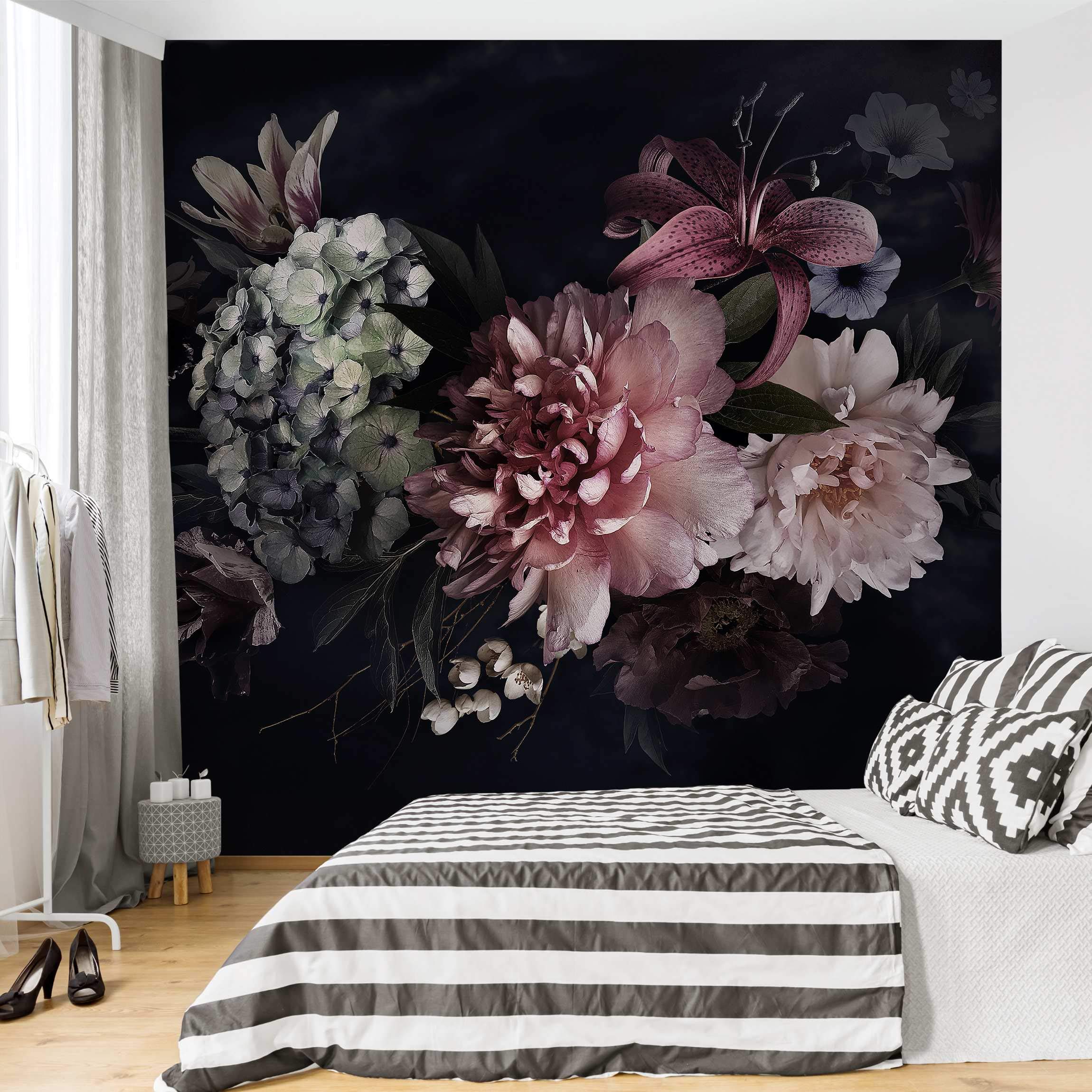 Bilderwelten Blumen Fototapete Vintage inkl. Kleister 192x192cm - Vliestapete Made in Germany - große Blumen Tapete Schlafzimmer - Rosen Blumentapete 3D - Tapete Wohnzimmer Flur T_3226