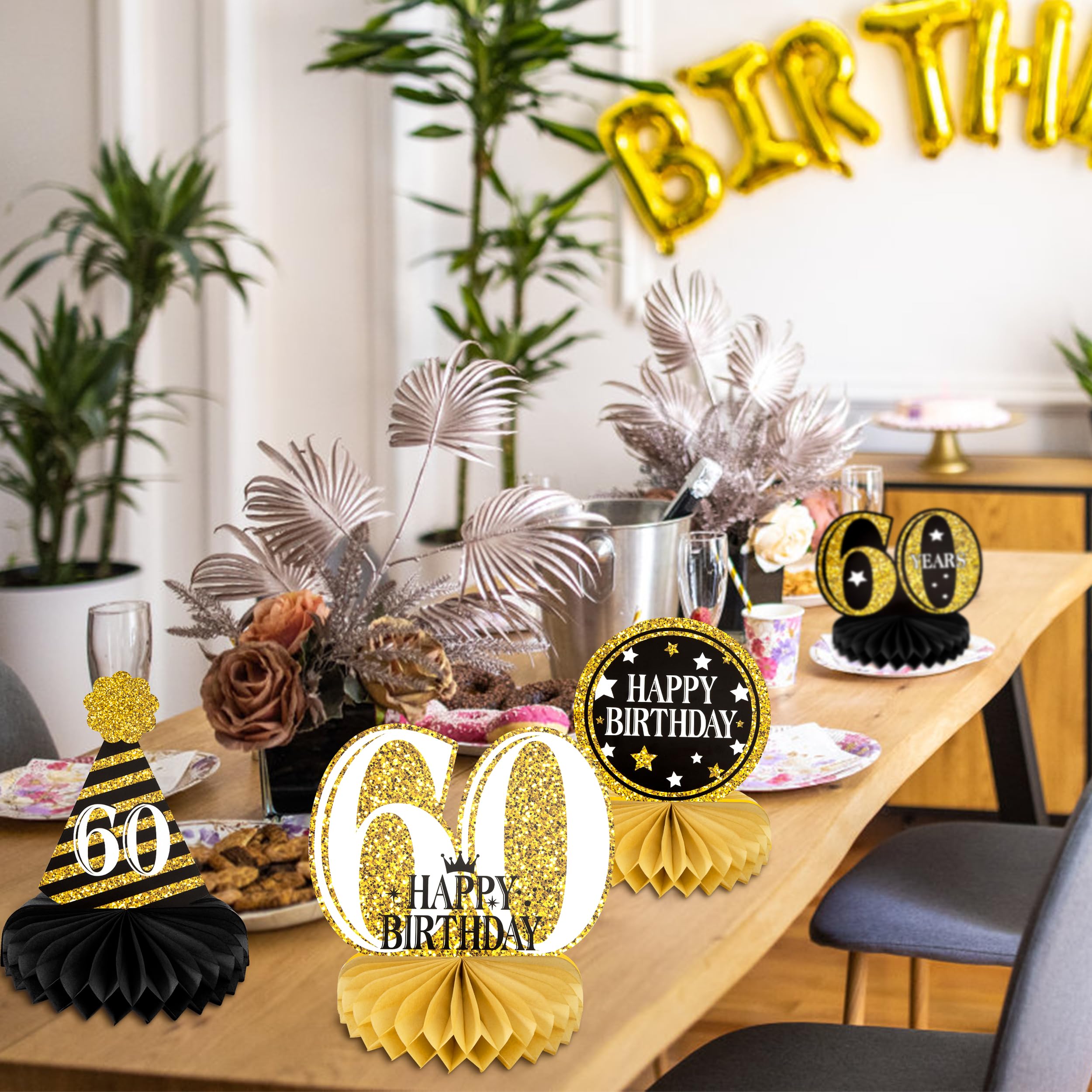 ALEGRE Konfetti 60. Geburtstag – Schwarz-gold, 200 Stück, Aus Glitzerkarton, Für Tischdeko