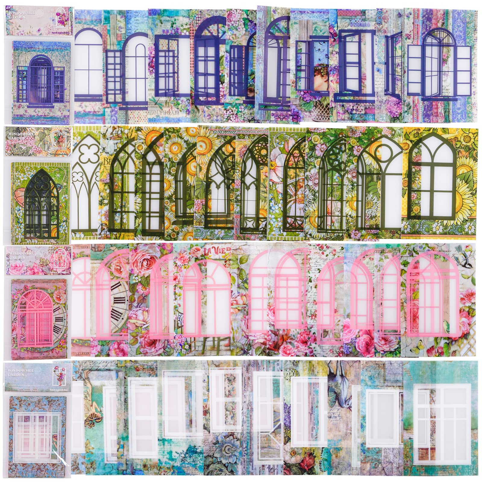 TOBTUKE 40 Pieces Window Frame Stickers for Jounaling,Transparent PET ...