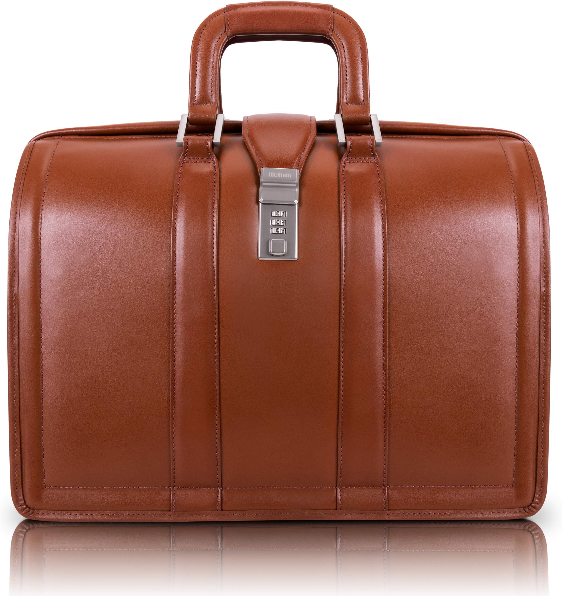 McKlein, V Series, MORGAN, Top Grain Cowhide Leather, 17" Leather Litigator Laptop Briefcase, Brown (83344)