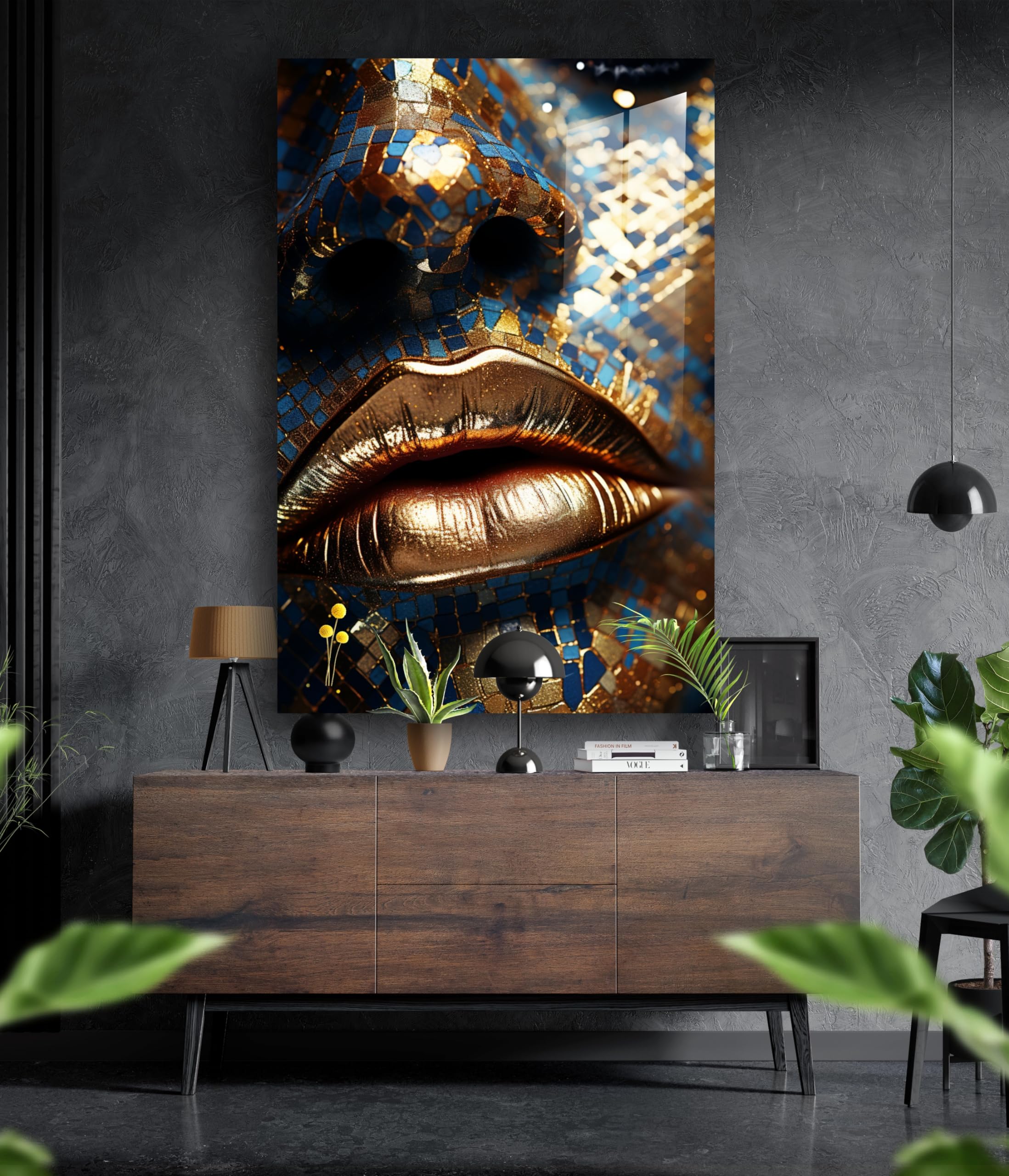 Manschin-Laserdesign Premium Wandbild aus Acrylglas Lippen - KEIN Leinwandbild - modern Wandbilder XXL Wanddekoration Design Wand Bild Abstrakt (90 x 60 cm)