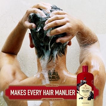 Old Spice Shampoo for Men, Charcoal Build-Up Removing, Volcano, 25.3 fl oz, Twin Pack