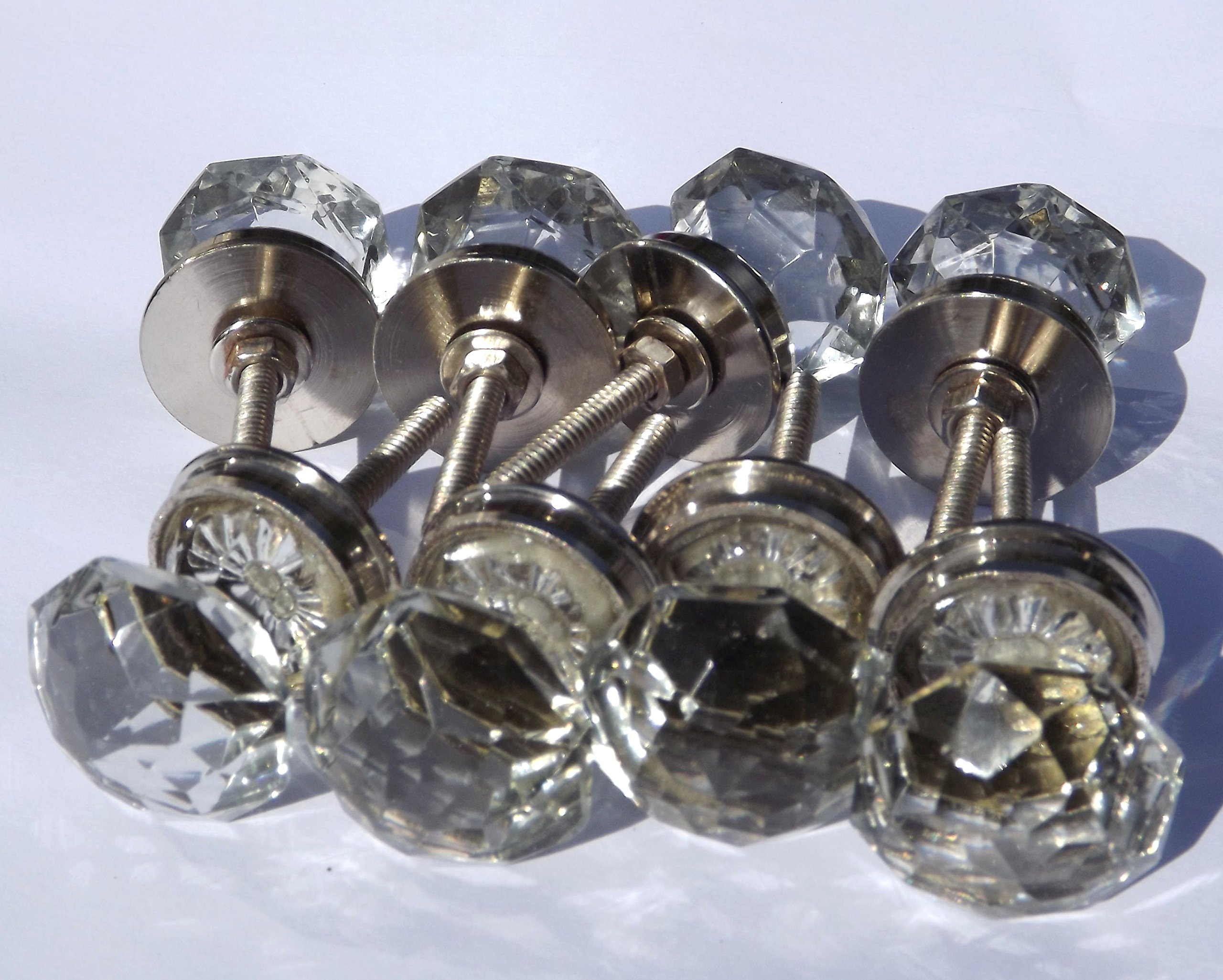 Cristal Coupe Verre Placard Et Porte Tirer Petit Pointu (Boutons) À Base Chromée