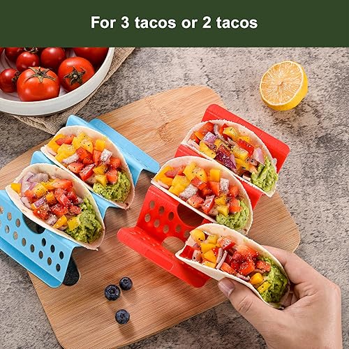 Miniatura 2 de Juego de 24 soportes para tacos, coloridos soportes para tacos de fiesta, juego de 1224, soportes para tacos a granel para 3 tacos o 2, juego de
