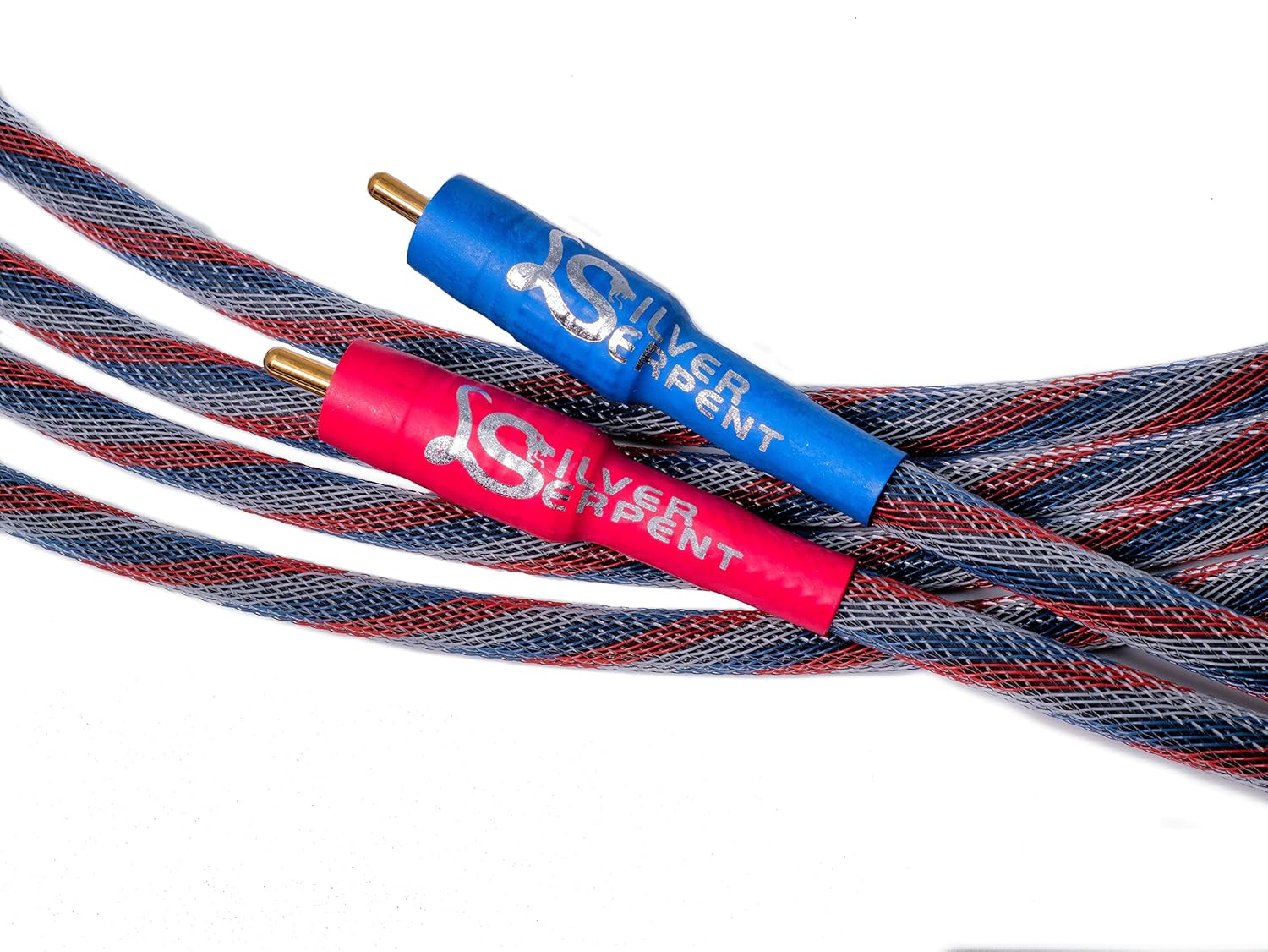 1.5 Feet Silver Serpent Patriot Edition Red/White/Blue RCA Audio Interconnect Cables - Stereo Pair (2 Cables) High-End, High-Performance, Premium Hi-Fi Audio