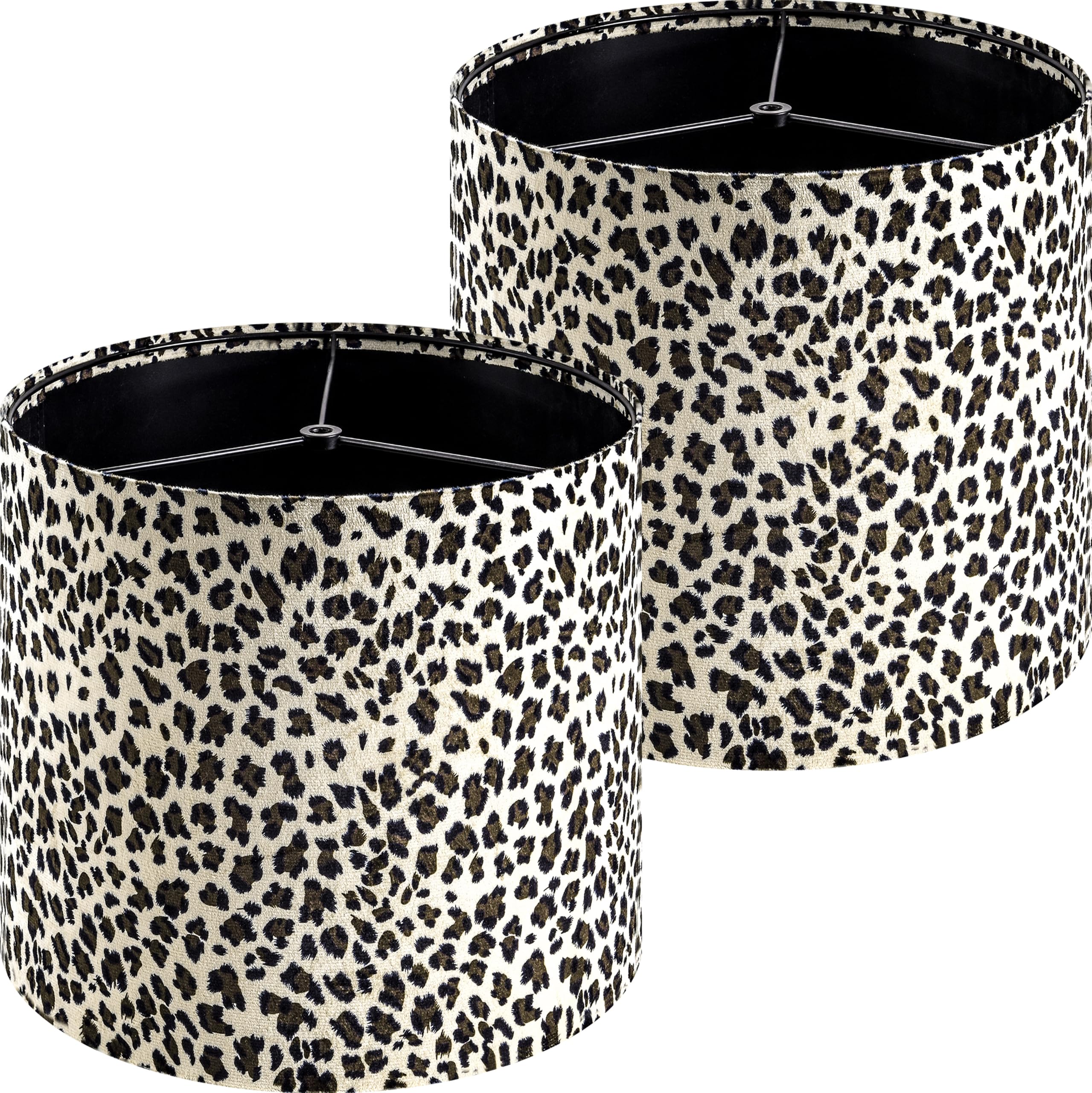 PAPAYA Lamp Shades Set of 2 10" D x 9" H Beige Leopard Drum Shade โ image 1