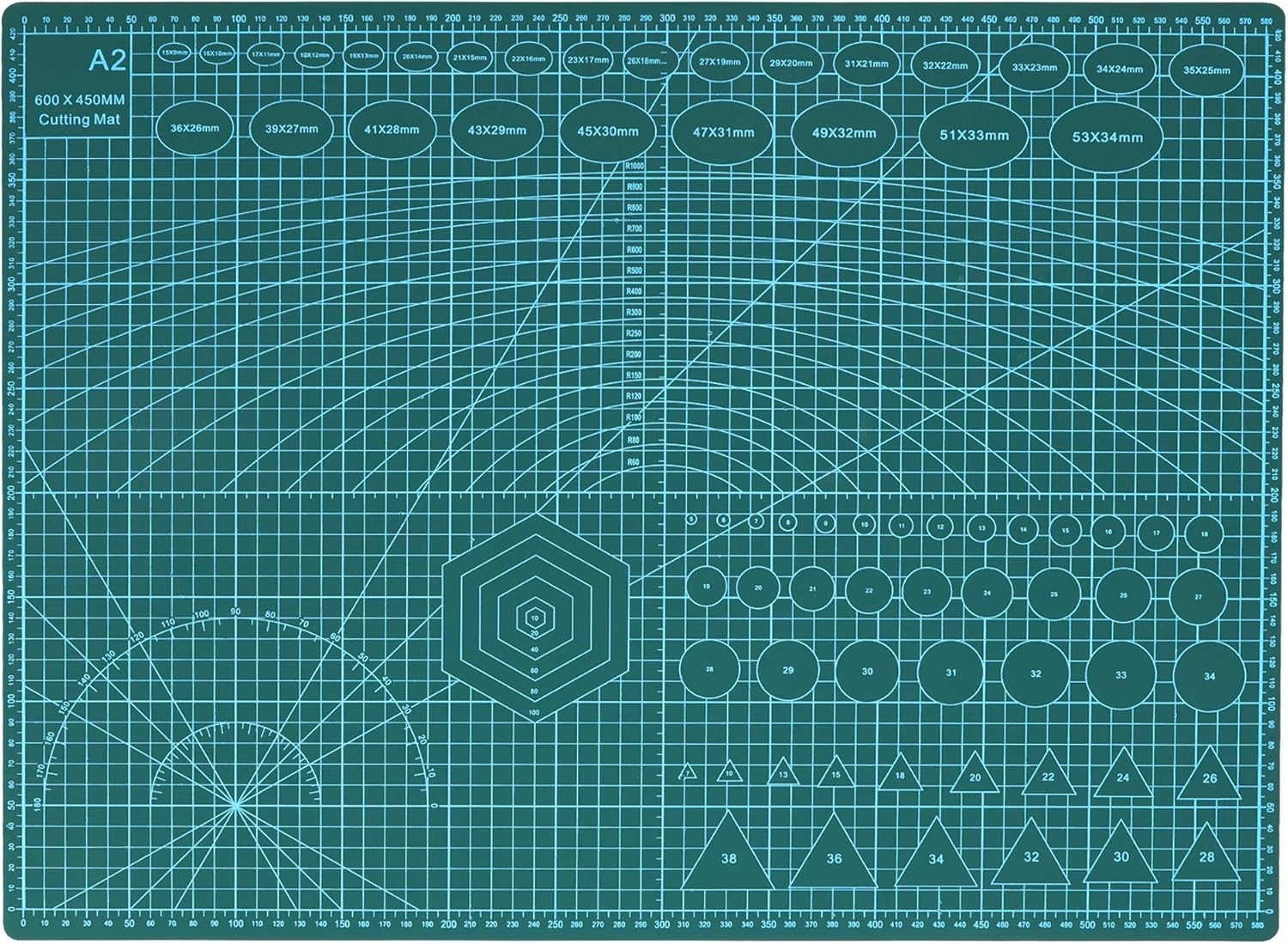 Rocoo カッターマット A1 A3 A5 カッティングマット 5層シート構造 両面印刷 傷自動癒合機能 3mm厚さ グリーン プラモデル用工具 下敷き デスクトップ保護 グリーン 縦600 横450 厚さ3mm 正規品新品未使用品