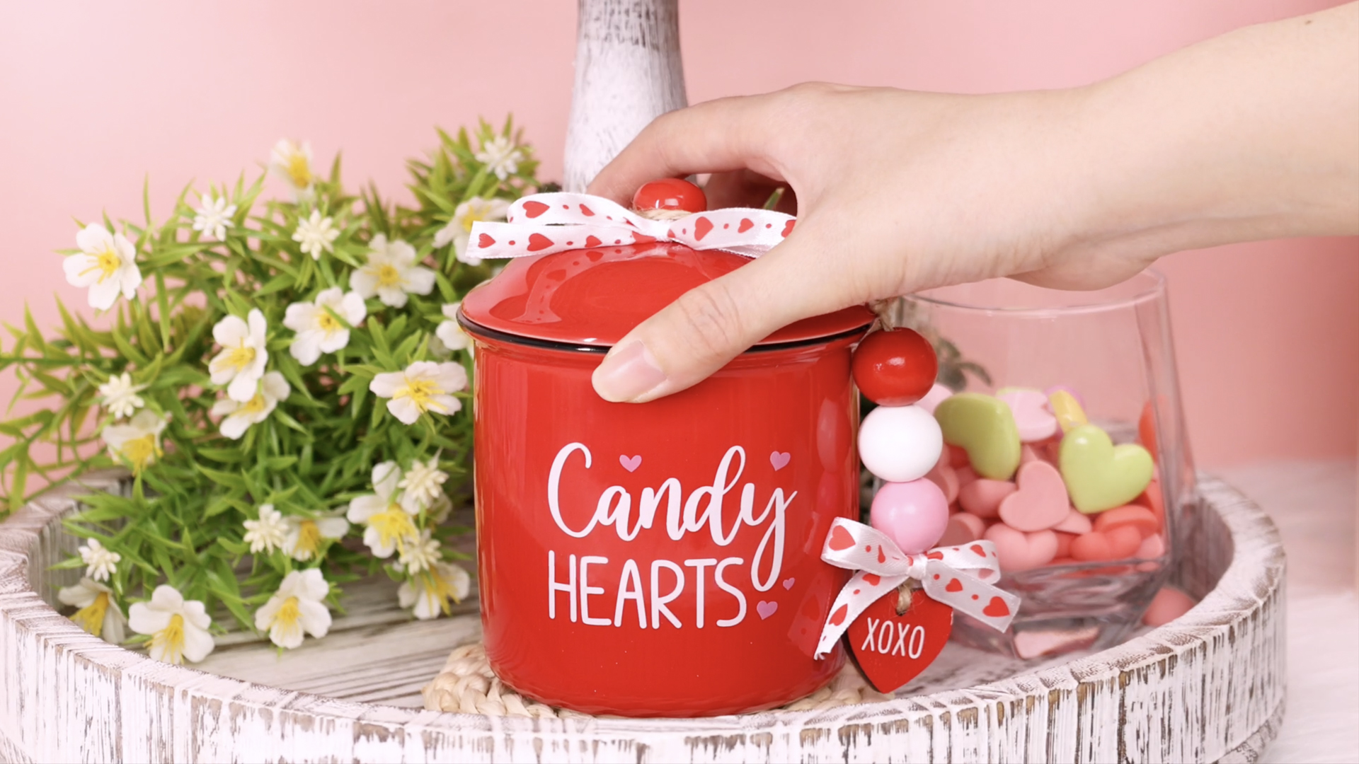 Amazon.com: Candy Hearts Tiered Tray Decor Mini Ceramic Canister