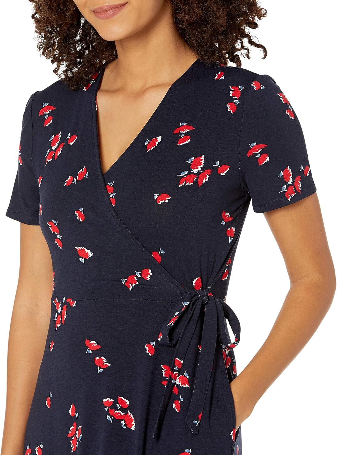 Amazon Essentials Women's Short Sleeve Faux-Wrap Dress - Image 4