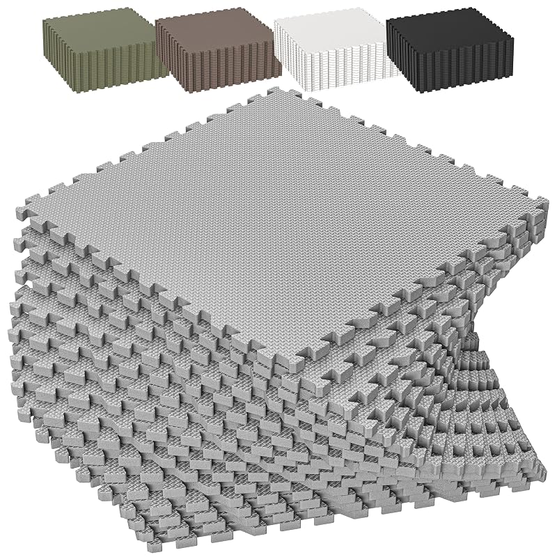 VIVALUZ 1/2" Thick 16 Pcs 64 Sq Ft EVA Foam Puzzle Exercise Mats, High-Density Interlocking Foam Floor Tiles for Home Gym, Gym Mat for Workout Equipment & Direct Exercise, Floor Padding for Kids