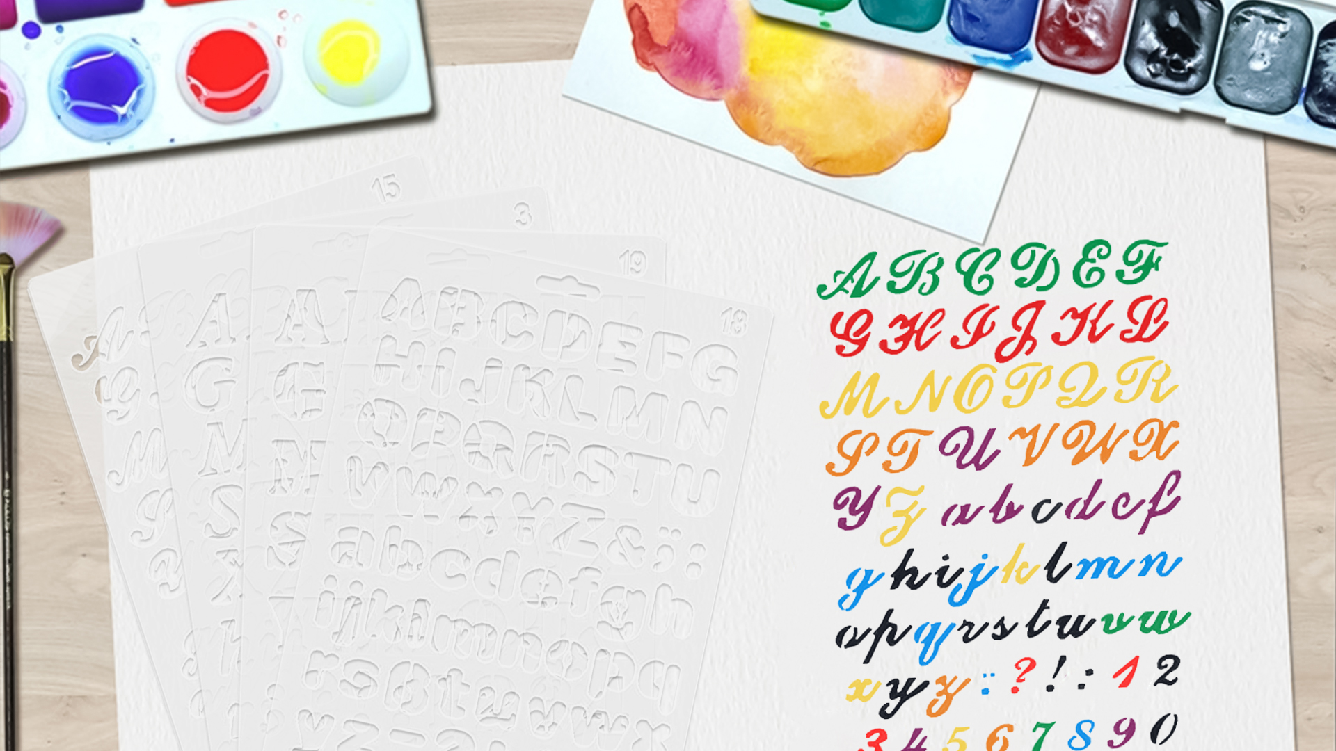 Set di stencil per lettere in plastica per alfabeto, modelli di