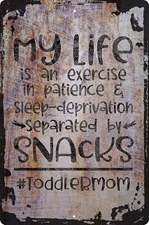 Wall Sign My life is patience sleep deprivation snacks toddler mom funny Decorative Art Wall Decor Funny Gift