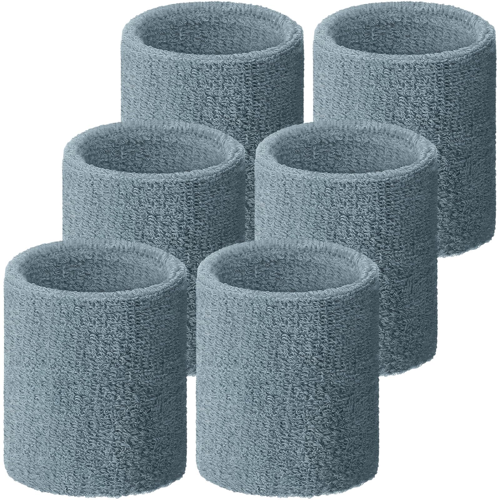 Willbond Wrist Sweatbands, Sports Sweatbands for Competition, Sweat Absorbent, for Basketball, Tennis, Football, Running and Work (Pack of 6)