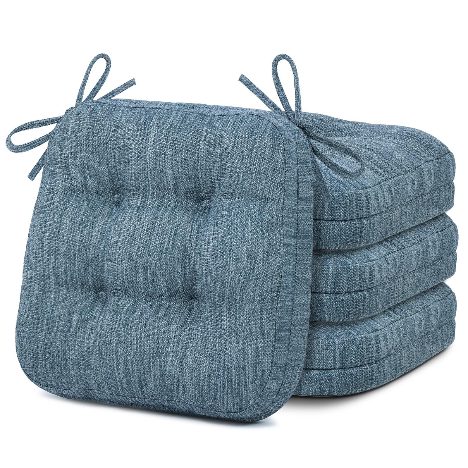 Photo 1 of ***1 PIECE***Shinnwa Kitchen Chair Cushions Set of 4, Dual-Layer Memory Foam Dining Chair Cushions, Patented Design Seat Pads with Ties, 16.5 x 16.5 x 3.5in, Denim BlueLPNO559809940
