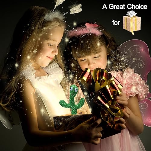 Miniatura 6 de Proweber Juguete de cactus bailarín con música, luces, habla, grabación, repetición, juguete mímico para bebés y niños pequeños, bonito peluche de