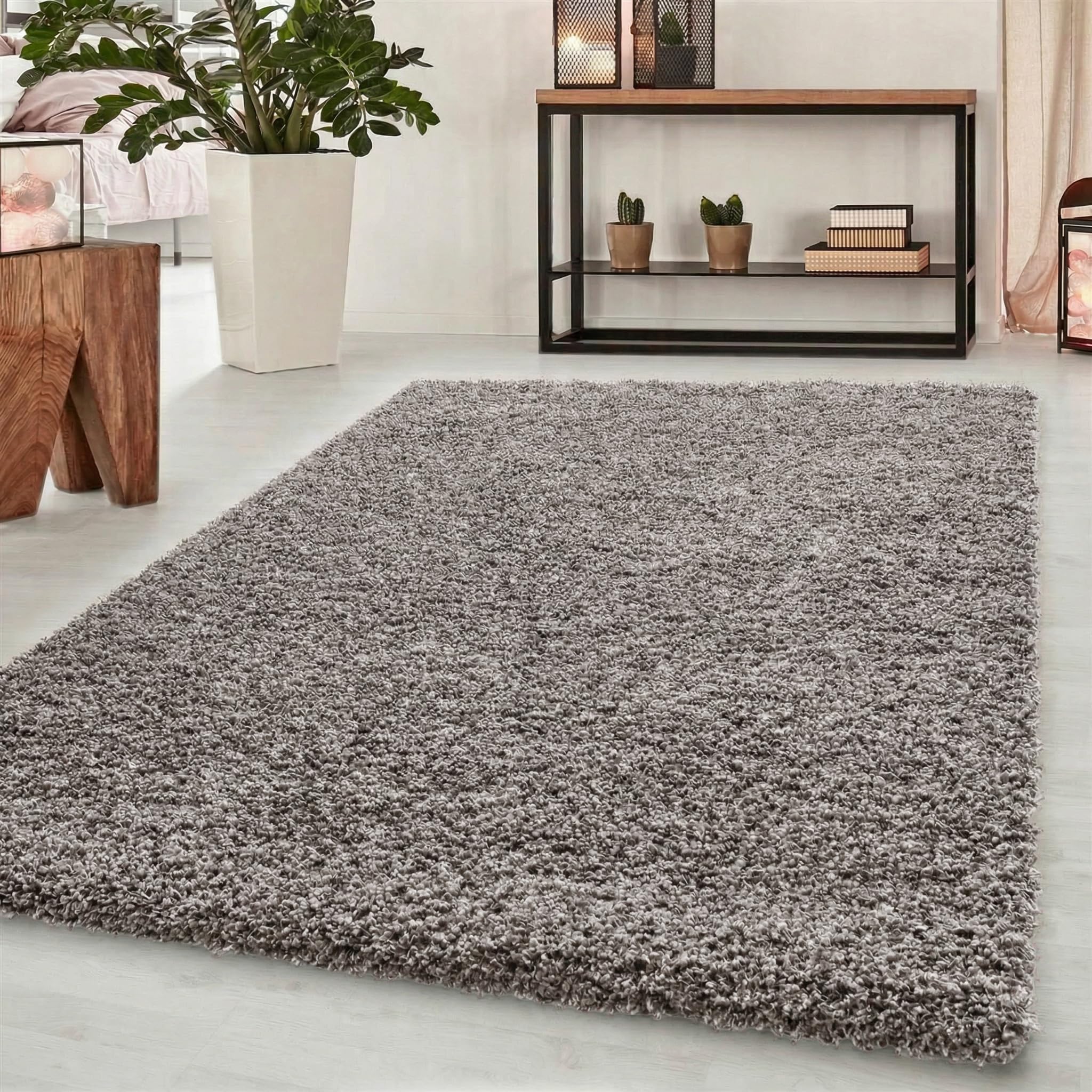 Abaseen Small Large Shaggy Rug Modern Rugs Living Room Extra Large Small Medium Rectangular Size Soft Touch Thick Pile Living Room Area Rugs Non Shedding (Silver, 80x150 cm) — image 1