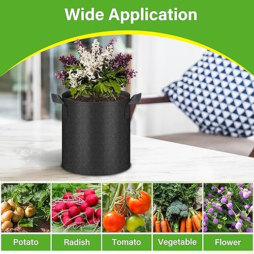 Miniatura 6 de HealSmart Paquete de 12 bolsas de cultivo no tejidas de 2 galones, macetas de tela de aireación con asas, adecuadas para frutas de jardín, verduras