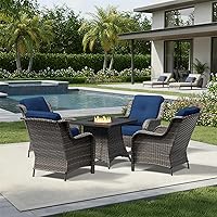 Vista 111 de Joyside Silla mecedora giratoria para exteriores para patio, mecedora de mimbre para exteriores con cojines de tela de olefina adecuada para porche