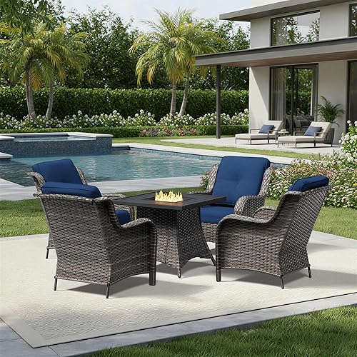 Miniatura 111 de Joyside Silla mecedora giratoria para exteriores para patio, mecedora de mimbre para exteriores con cojines de tela de olefina adecuada para porche