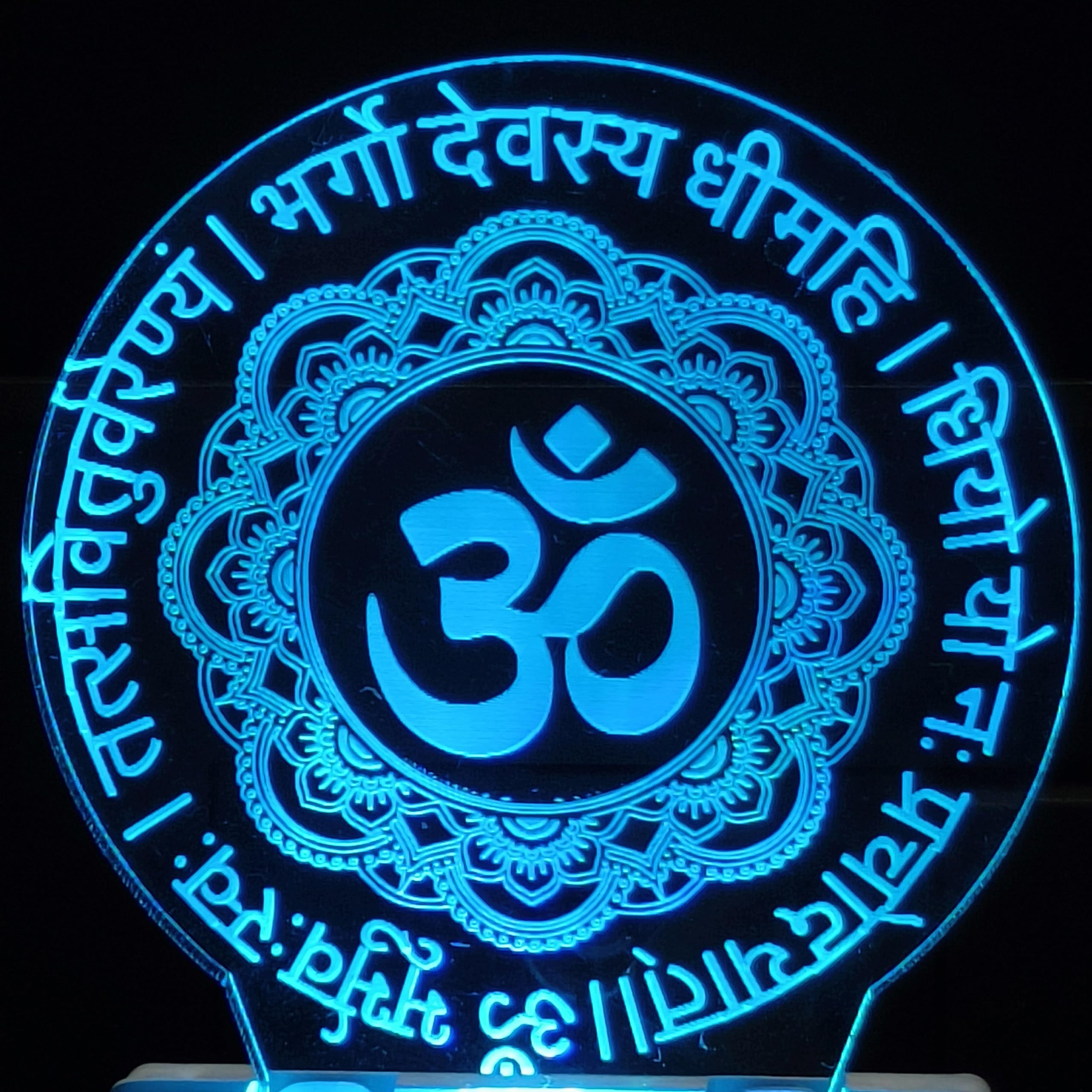 OM GAYATRI Mantra 3D Optical Illusion Acrylic Night Lamp, RGB Multicolor LED Plug n Play Night Light, Office Light, Picture Day Light, Best for Gift - Pack of 1 (nSD0115, 7 CM)-image-20