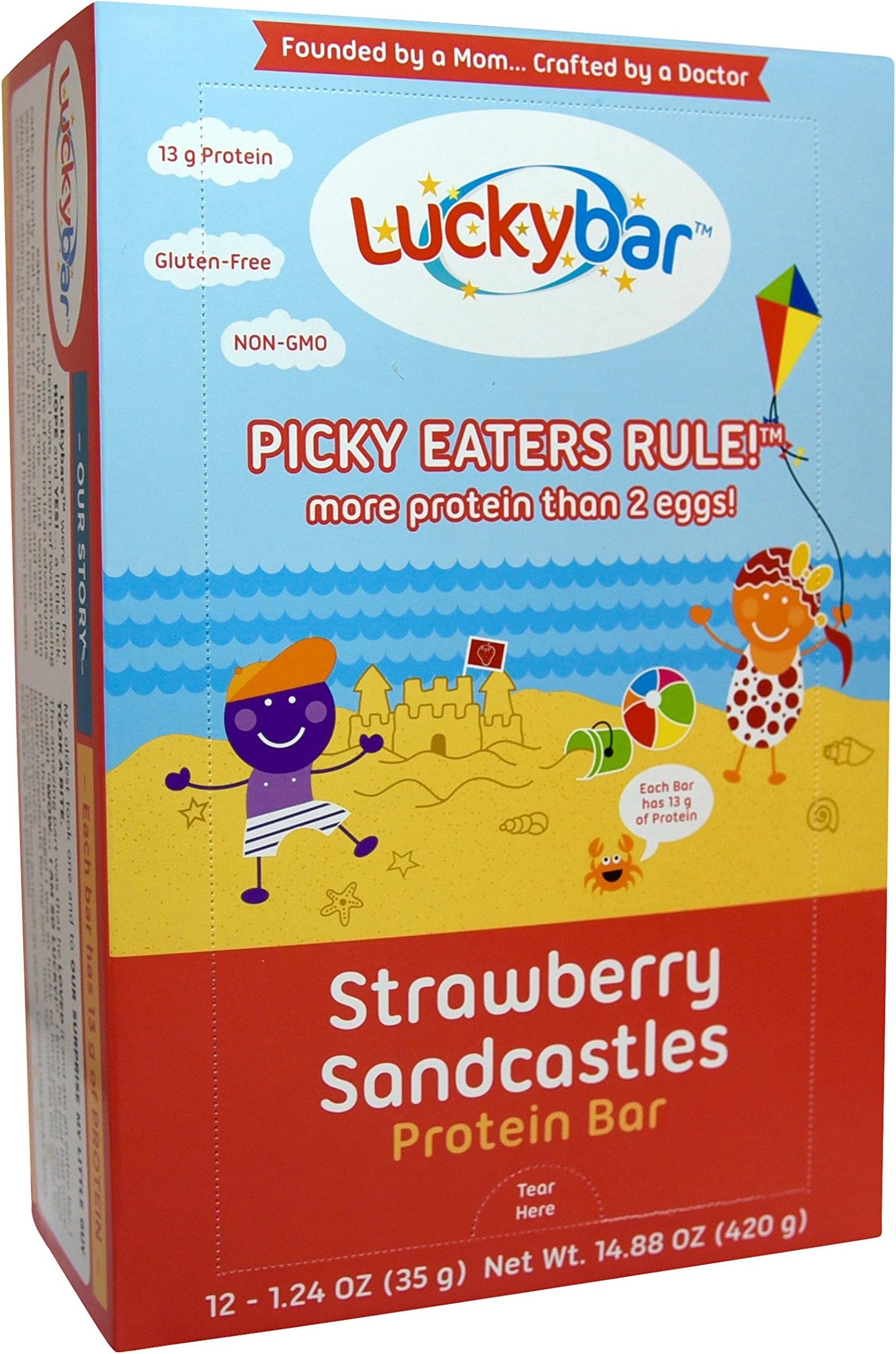 Luckybar - Strawberry Sandcastles Protein Bar - 12 Count
