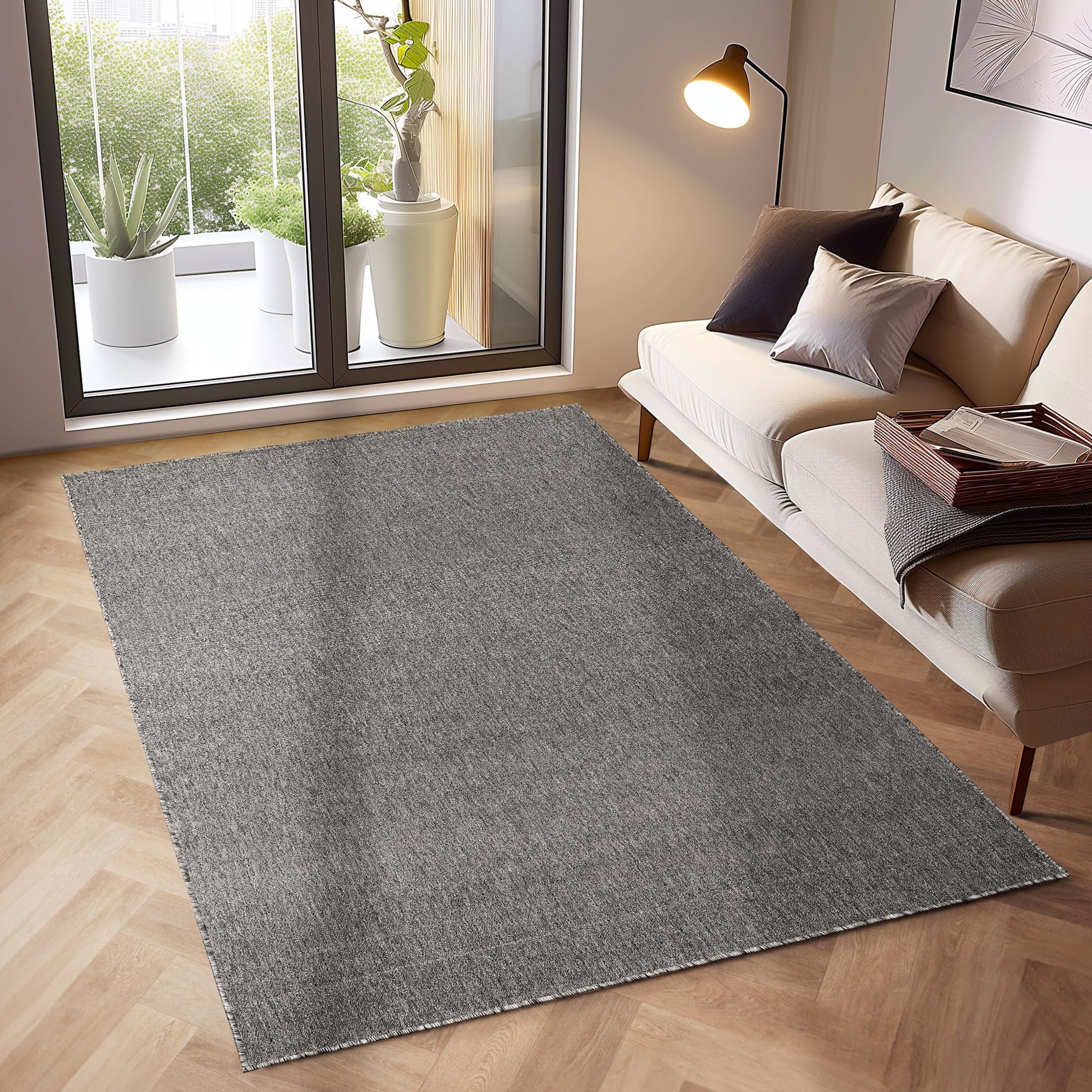 SIMPEX Alfombras de Pelo Corto, Unicolor - Monocromo, Alfombra Gris, 120 x 170 cm, Alfombras de Estilo Moderno, Alfombra Sala de Estar OEKO-TEX STANDARD 100