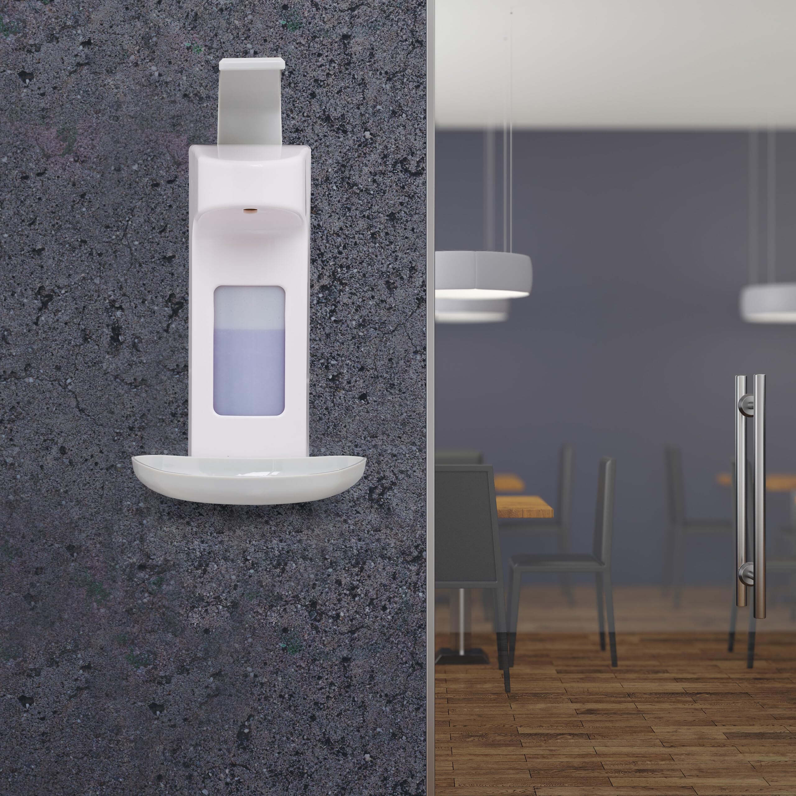 Relaxdays Dispenser di Sapone, Set da 2 Erogatori per Disinfettanti, 500 ml, con Vaschetta di Raccolta, bianco/grigio
