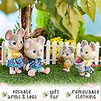 Vista 2 de Honey Bee Acres La Familia Cheddars de Ratón, 4 Figuras de Muñecas en Miniatura, Pequeña