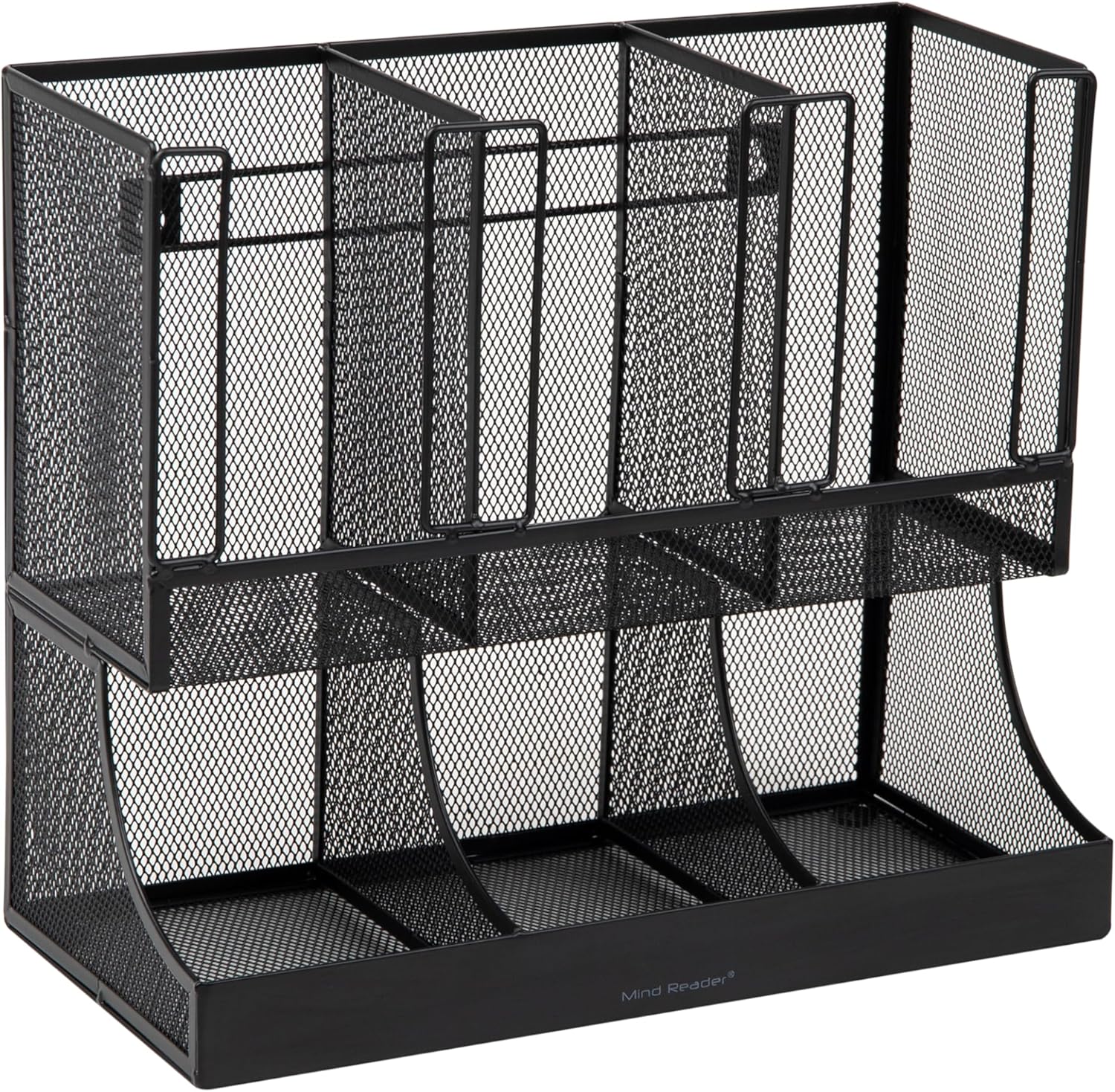 Mind Reader Multipurpose Countertop Organizer, Office Breakroom and Desktop Storage, Metal Mesh, Black