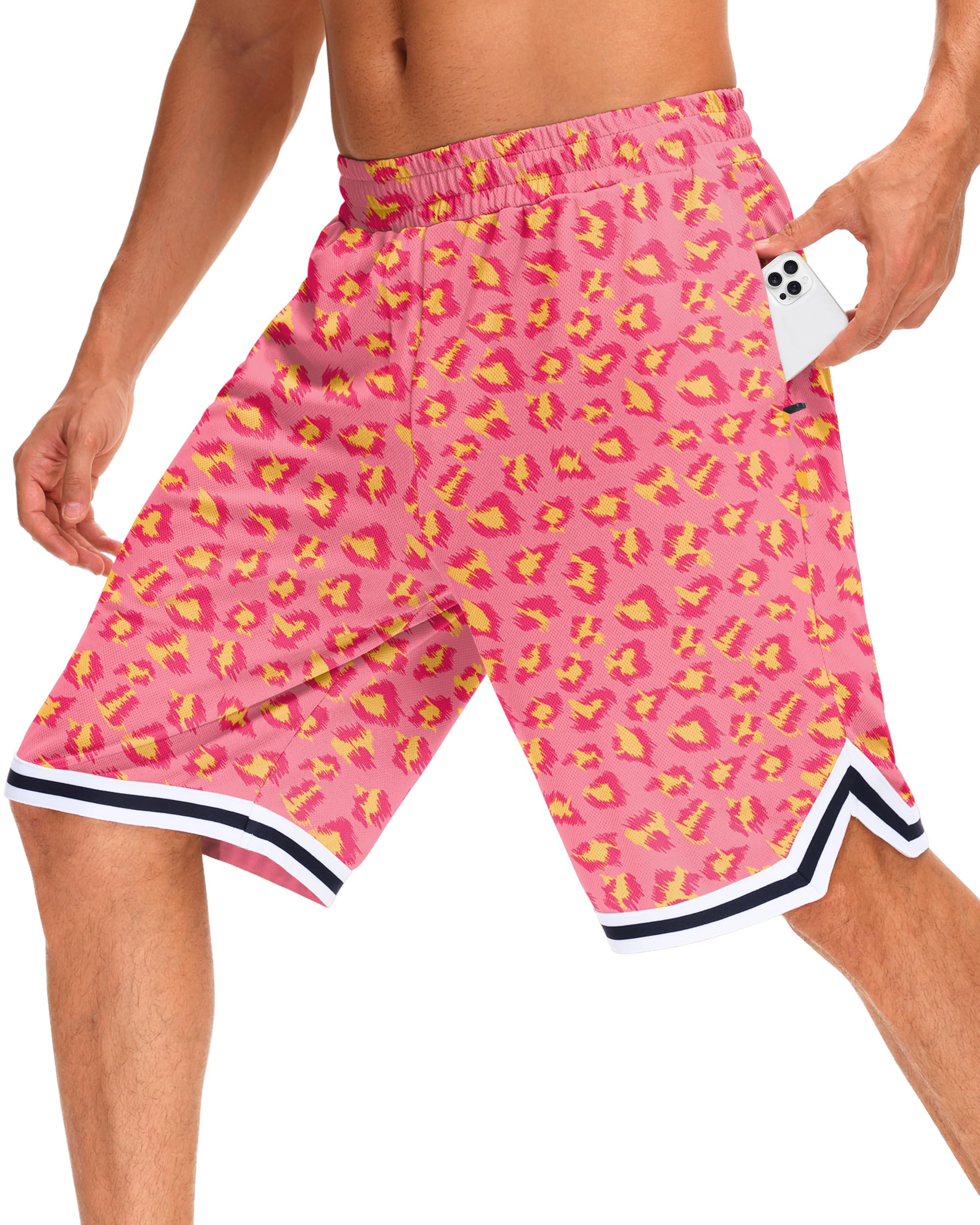 JWM Mens 11" Gym Basketball Shorts with Zipper Pockets - Quick Dry Lightweight Mesh Athletic Shorts for Workout Running