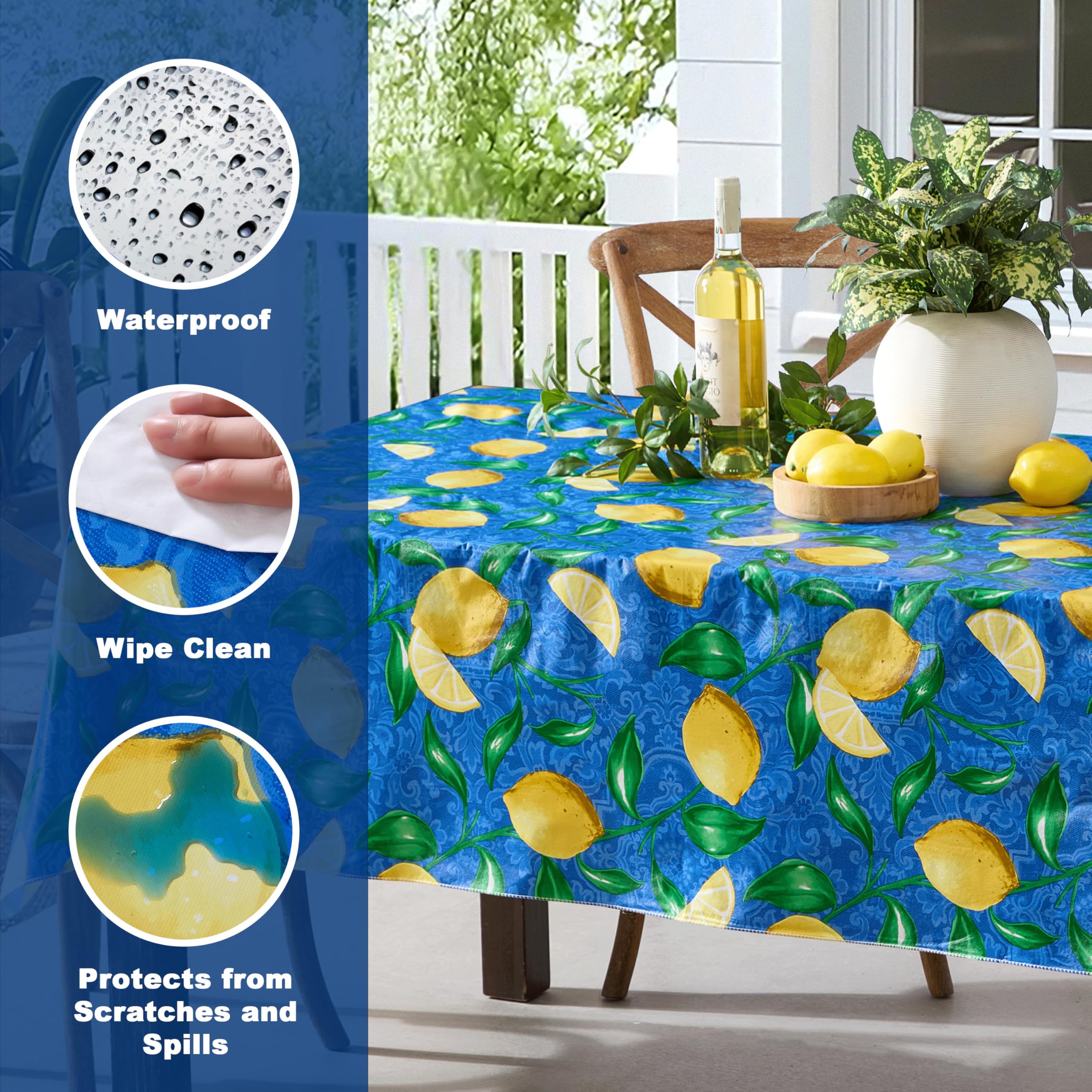 Nappe En Flanelle Avec Motif Citron, Bleu Et Jaune France 60