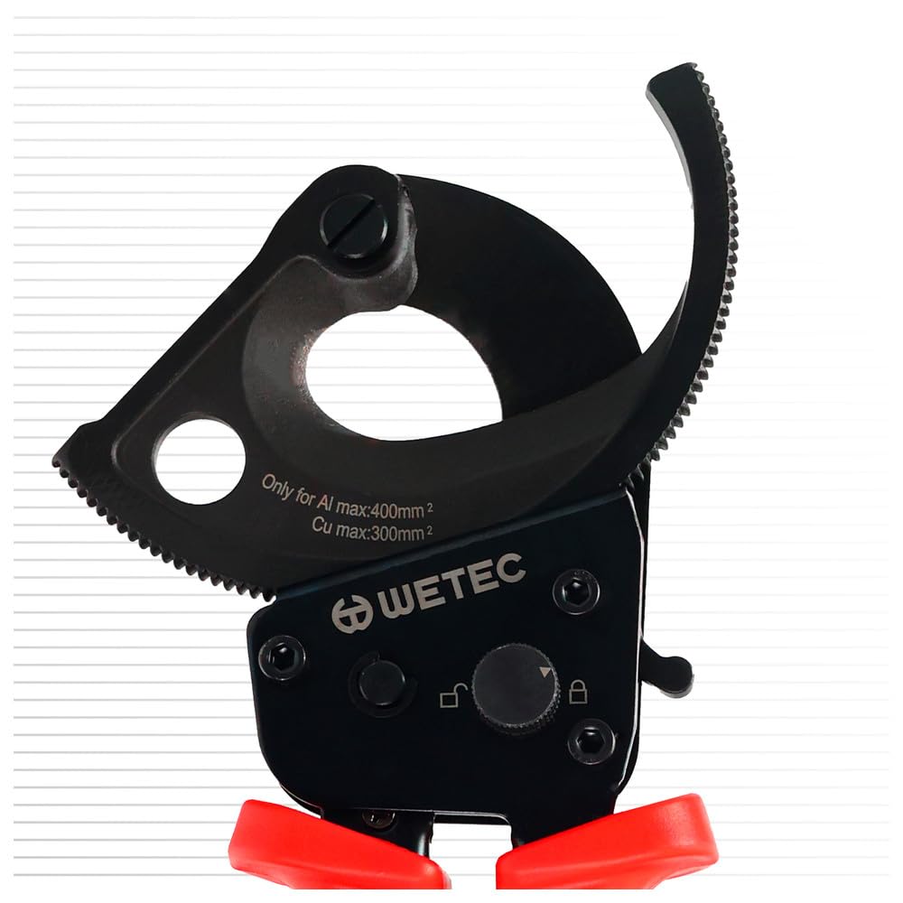 WETEC Ratschen-Kabelschneider 250 mm I präziser Ratschenschneider für Kupfer- & Alukabel bis 400 mm² I sauberer Schnitt, kraftsparend & langlebig für professionelle Anwendungen