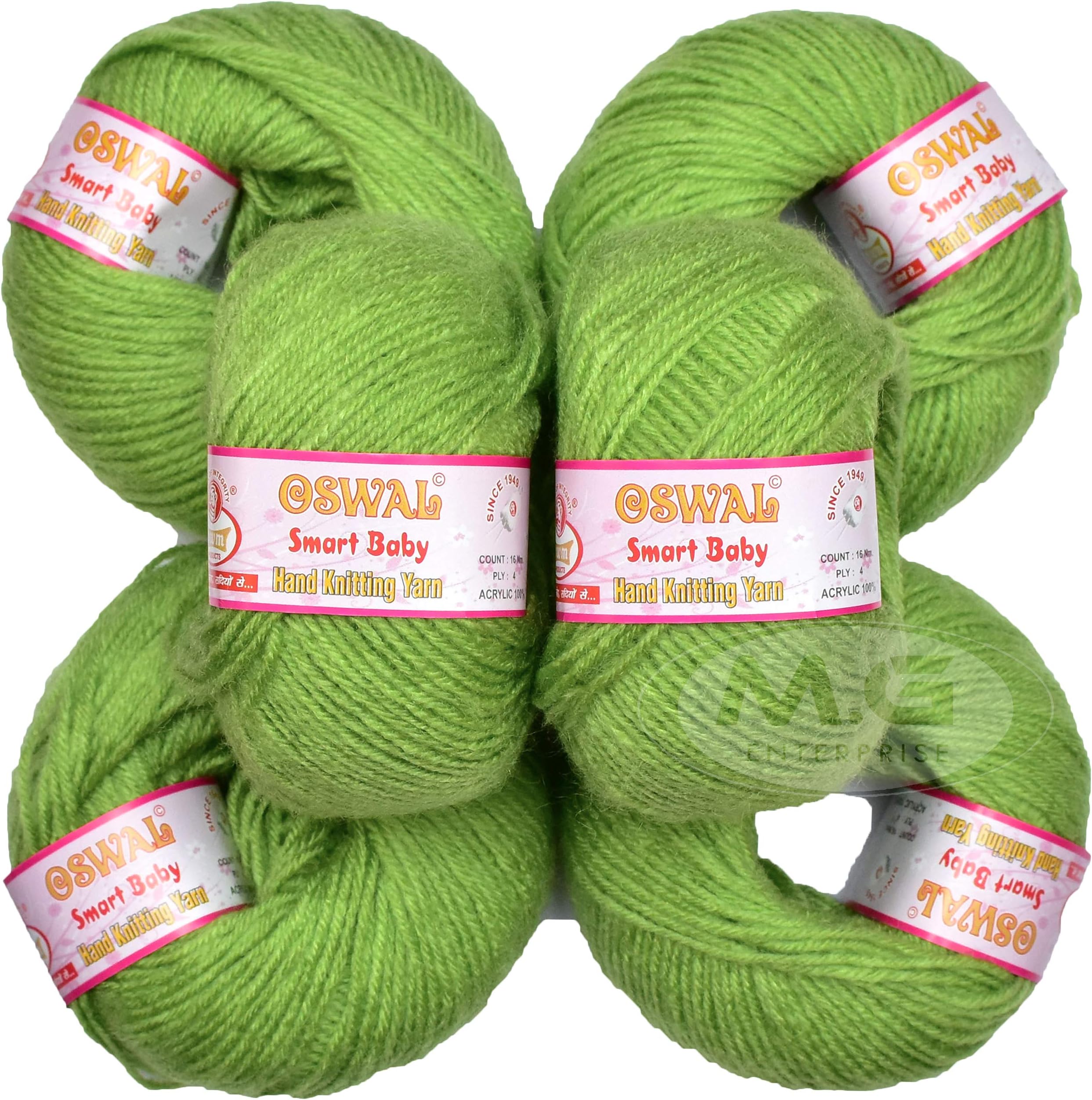 M.G ENTERPRISEOs wal 100% Acrylic Wool Apple Green (6 pc) SB Baby_Soft Wool Ball Hand Knitting Wool/Art Craft Soft Crochet Hook Yarn