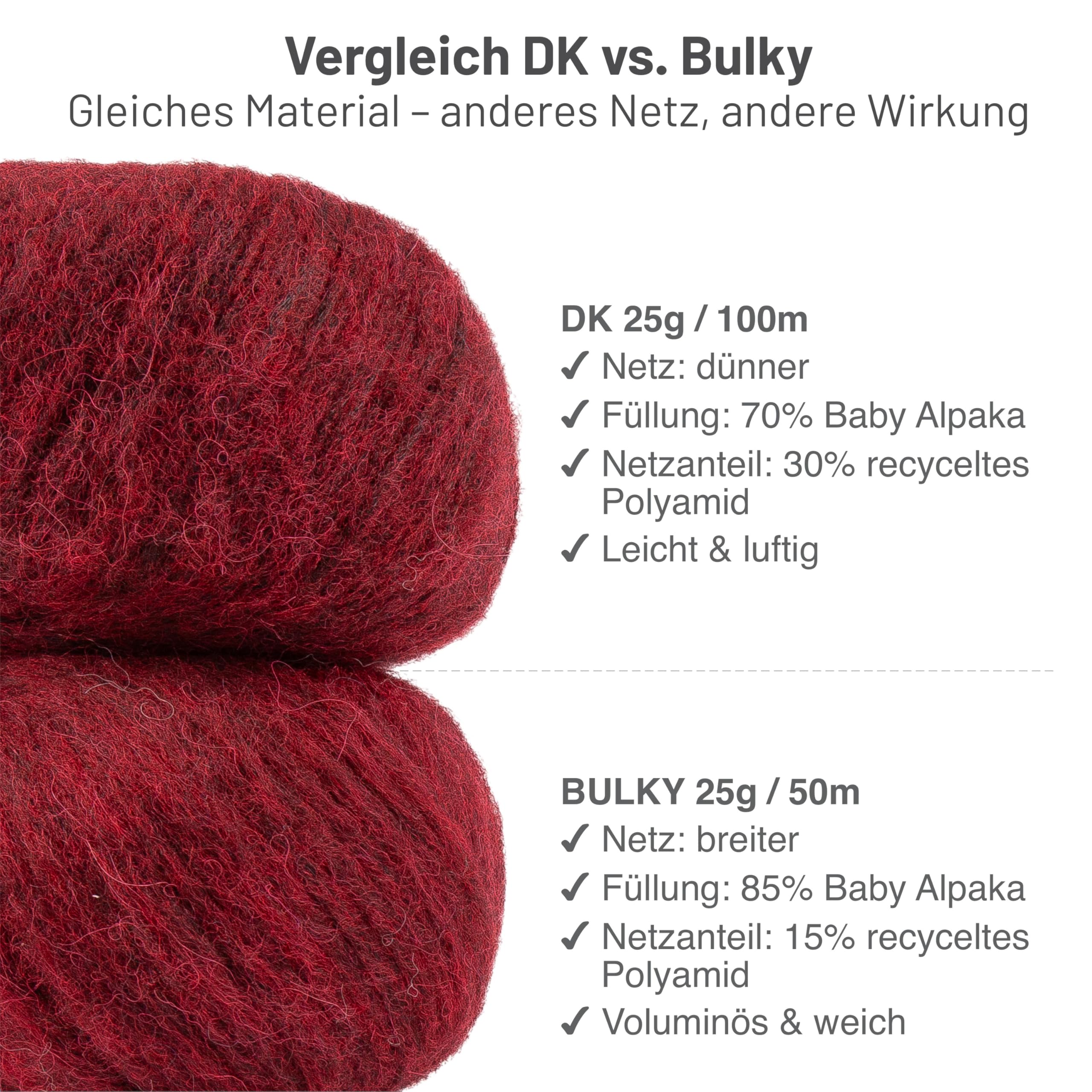 HANSA-FARM | Alpawool Baby Alpaca Light 100 DK nel set da 6 - lana leggera e antigraffio per maglia e uncinetto - HF179 Weinrot heather